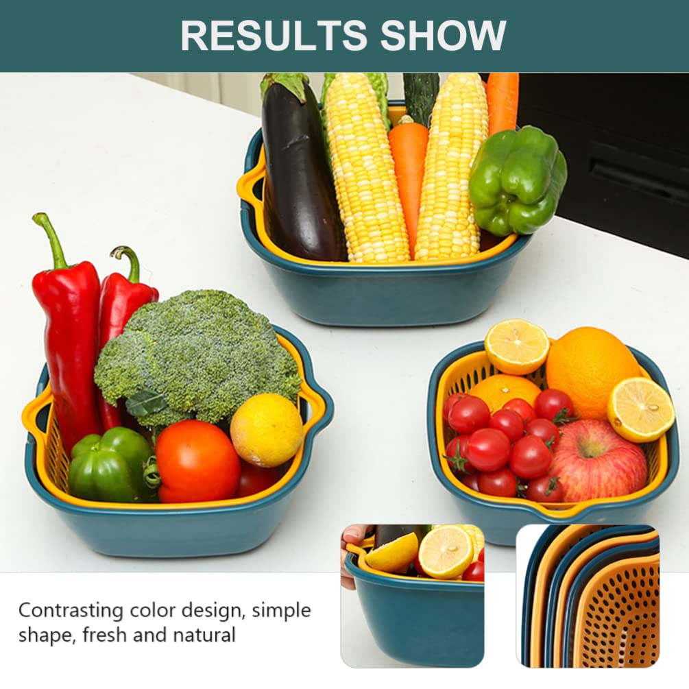 Lifkome 6 Pieces Drain Colander Set Detachable Multi-Layer Plastic Kitchen Food Strainer Fruits Vegetable Washing Baskets Drain