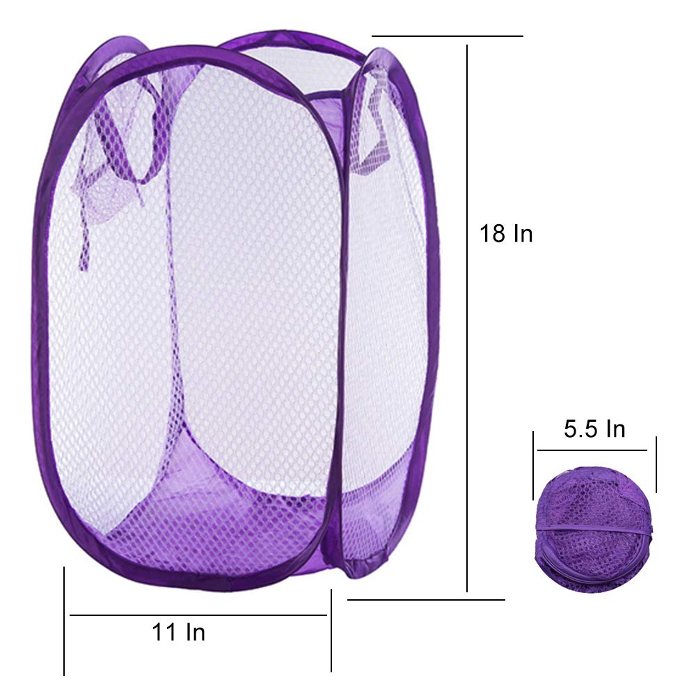 Qtopun Mesh Popup Laundry Hamper Foldable Laundry Basket Portable Dirty Clothes Basket Collapsible Dirty Clothes Hamper For Bedr