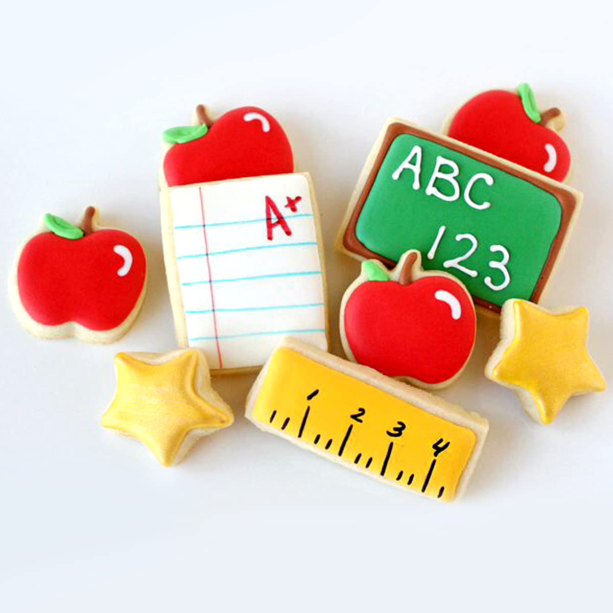 Fangleland Back To School Cookie Cutter Set, 7 Pack 100Th Of School Teacher Appreciation Cutters Stainless Steel With Apple Penc