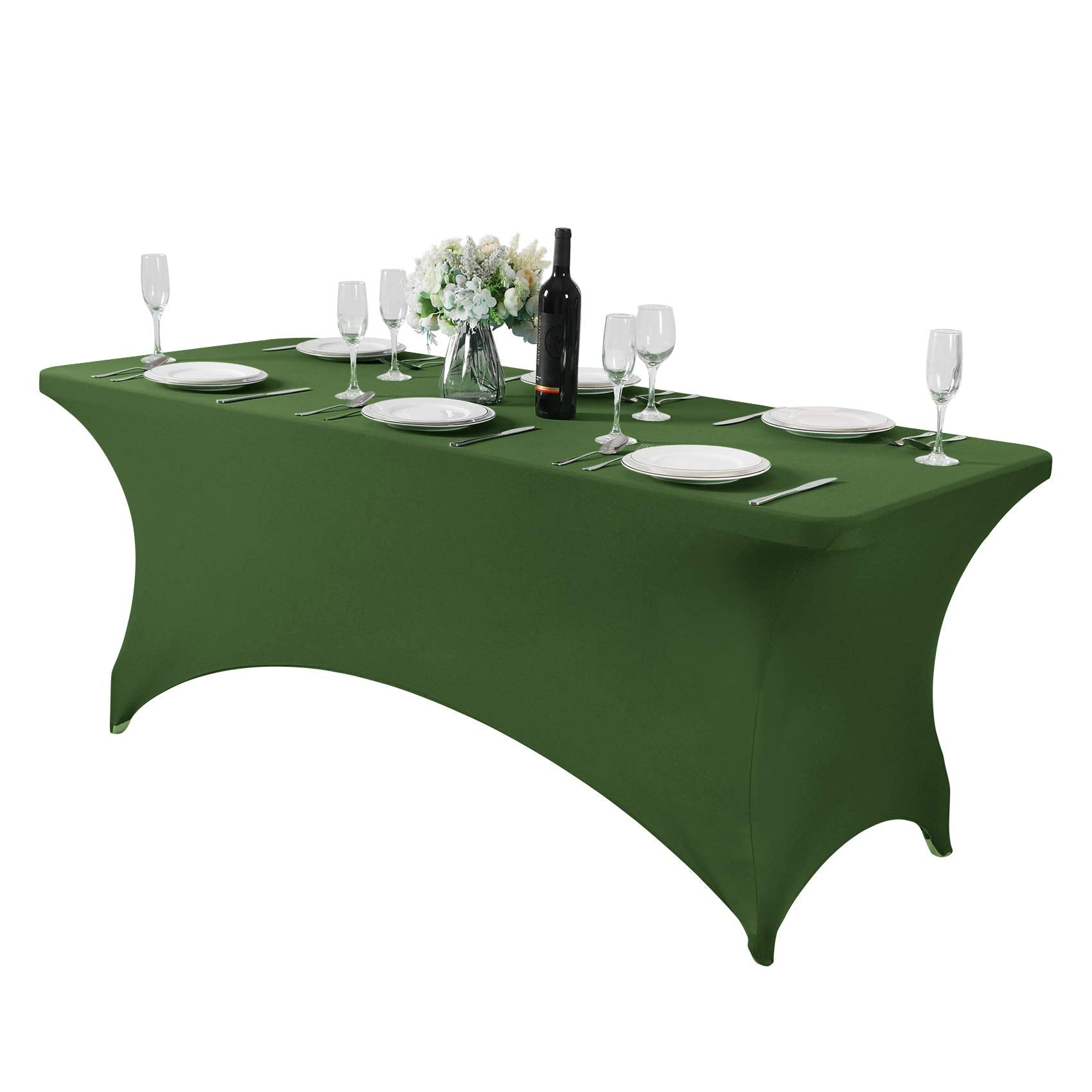 Hezuzo Spandex Table Cover For 6Ft Table Universal Fitted Stretch Tablecloth For Party, Banquet, Wedding And Events-Willow