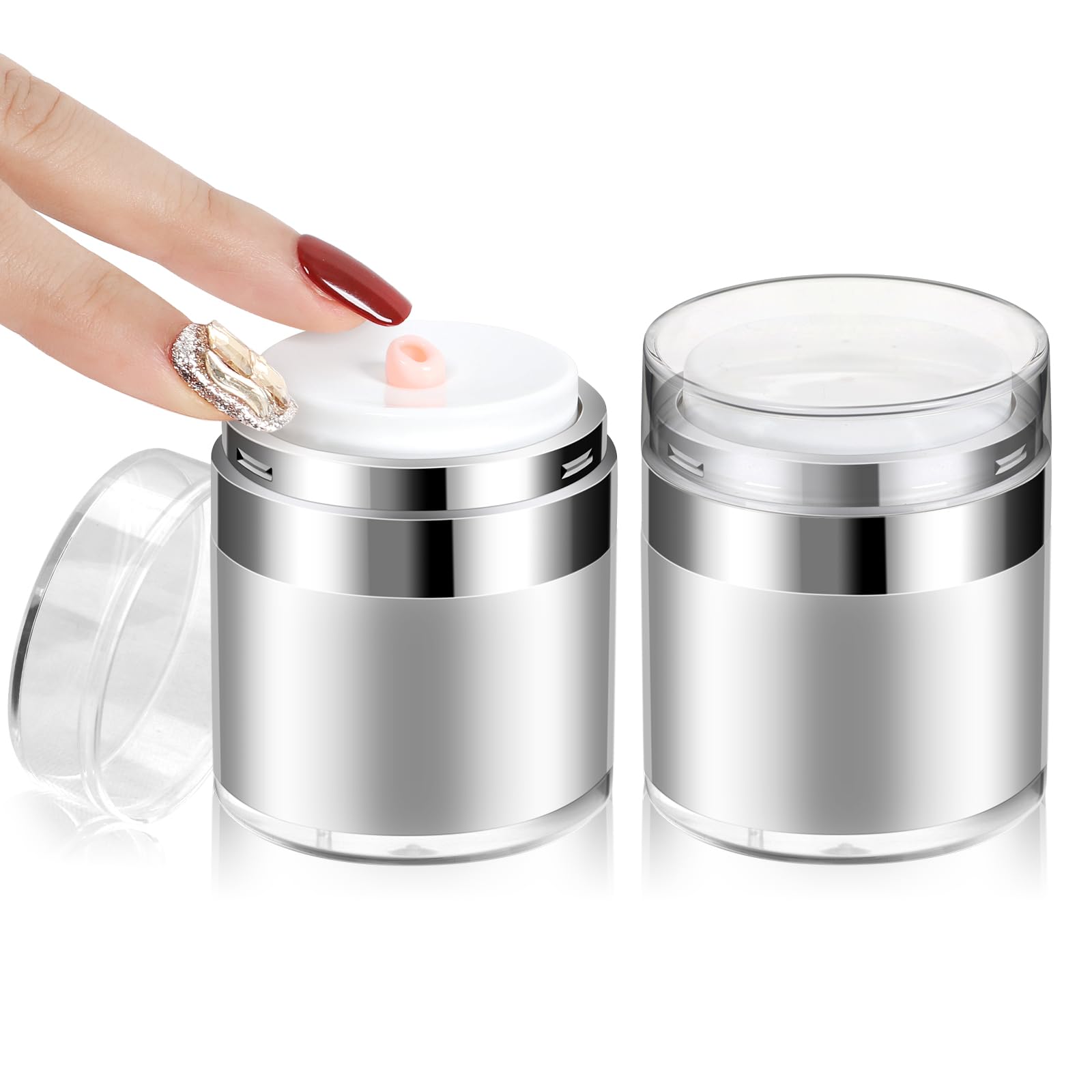 Jaisie.W Airless Pump Jar 1.7Oz 2Pack, 50Ml Airless Pump Bottles, Acrylic Moisturizer Pump For Thick Moisturizer, Skincare Cream