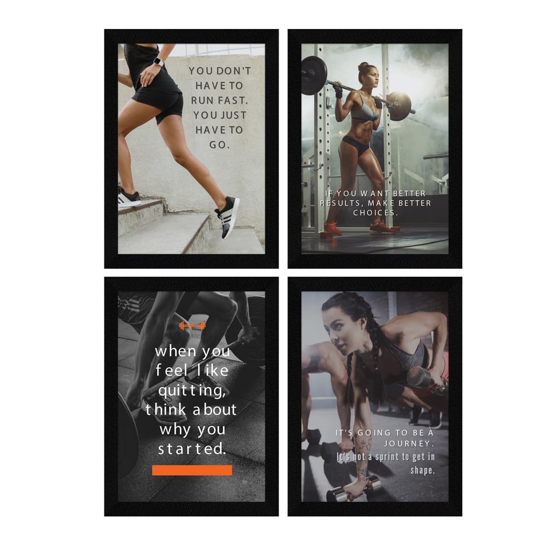 Artx Paper Big Gym Health Quotes Wall Frame Art Painting, Multicolor, Inspirational, 10X13 Inches Each, 20 X 26 Inches Combined,