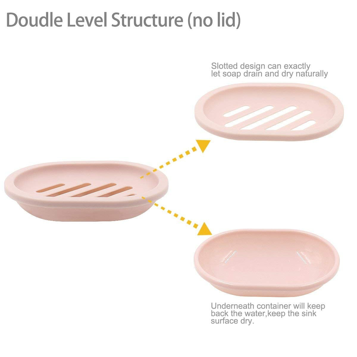 Topsky 2-Pack Soap Dish With Drain, Soap Holder, Soap Saver, Easy Cleaning, Dry, Stop Mushy Soap (Pink)