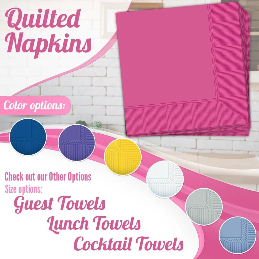 Elegant Bright Pink 2-Ply Luncheon Napkins - 6.5 X 6.5 (40-Pack) - Soft & Durable, Vibrant Mid Count Napkins - Perfect For E