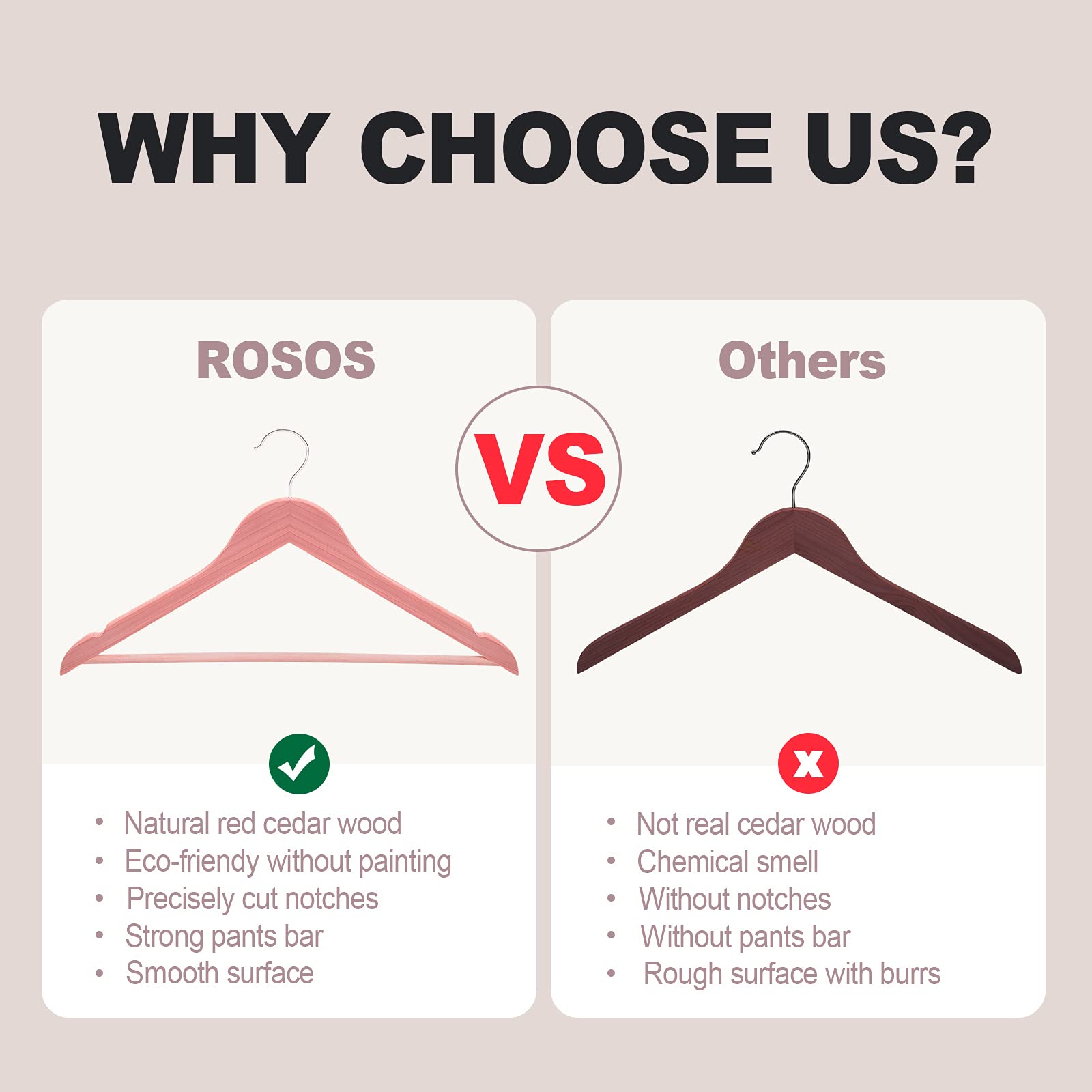 ROSOS Cedar Hangers for Closet 20 Pack  Wooden Hangers with Smooth Notches  Sturdy Cedar Wood Coat Hangers with 360 Rotating Hook Great for Refresh Closet