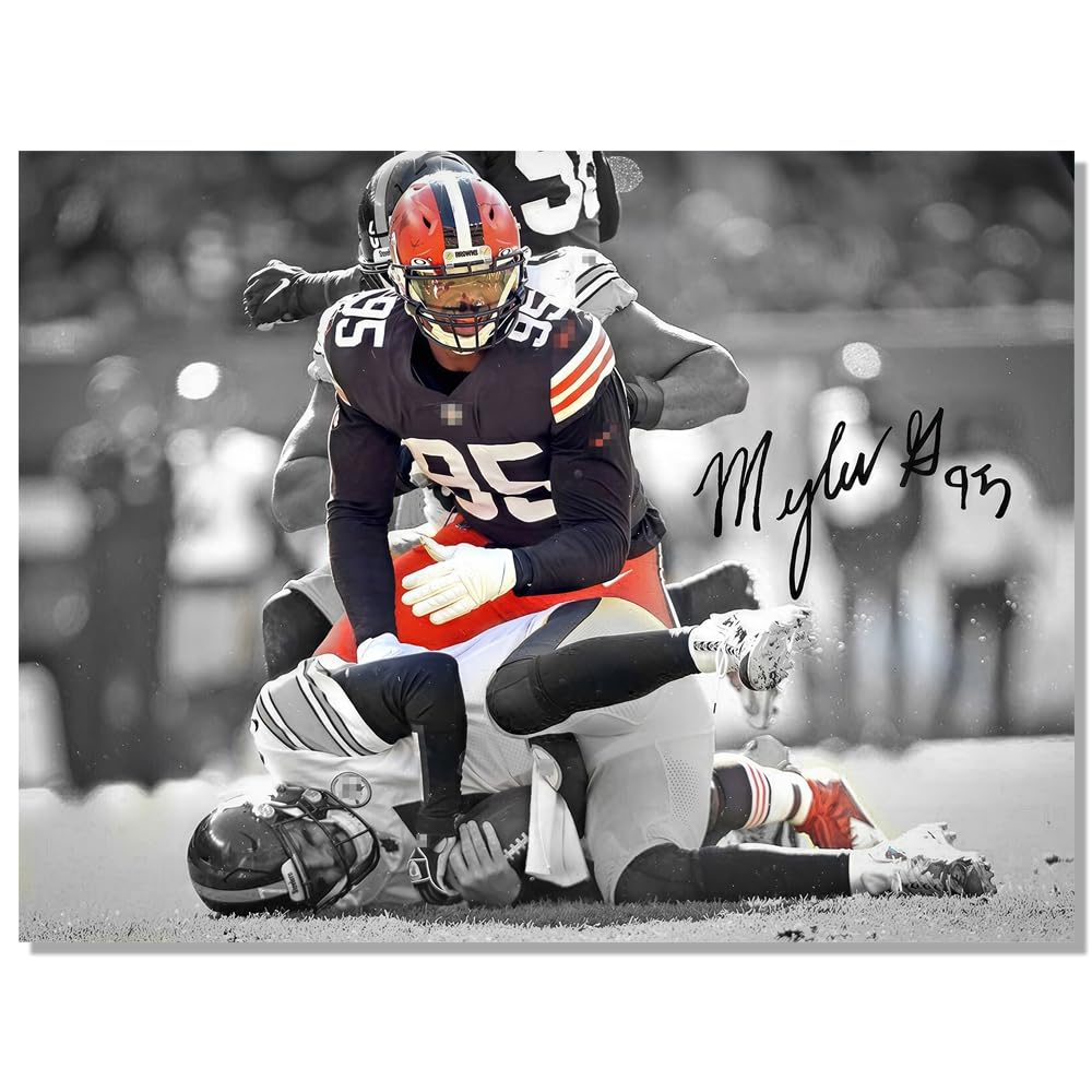 Whzkcyh 2025 Rugby Star Myles Garrett Poster For Kids Bedroom Wall Decor-Football Superstar Signed Posters Canvas Art Print Pict