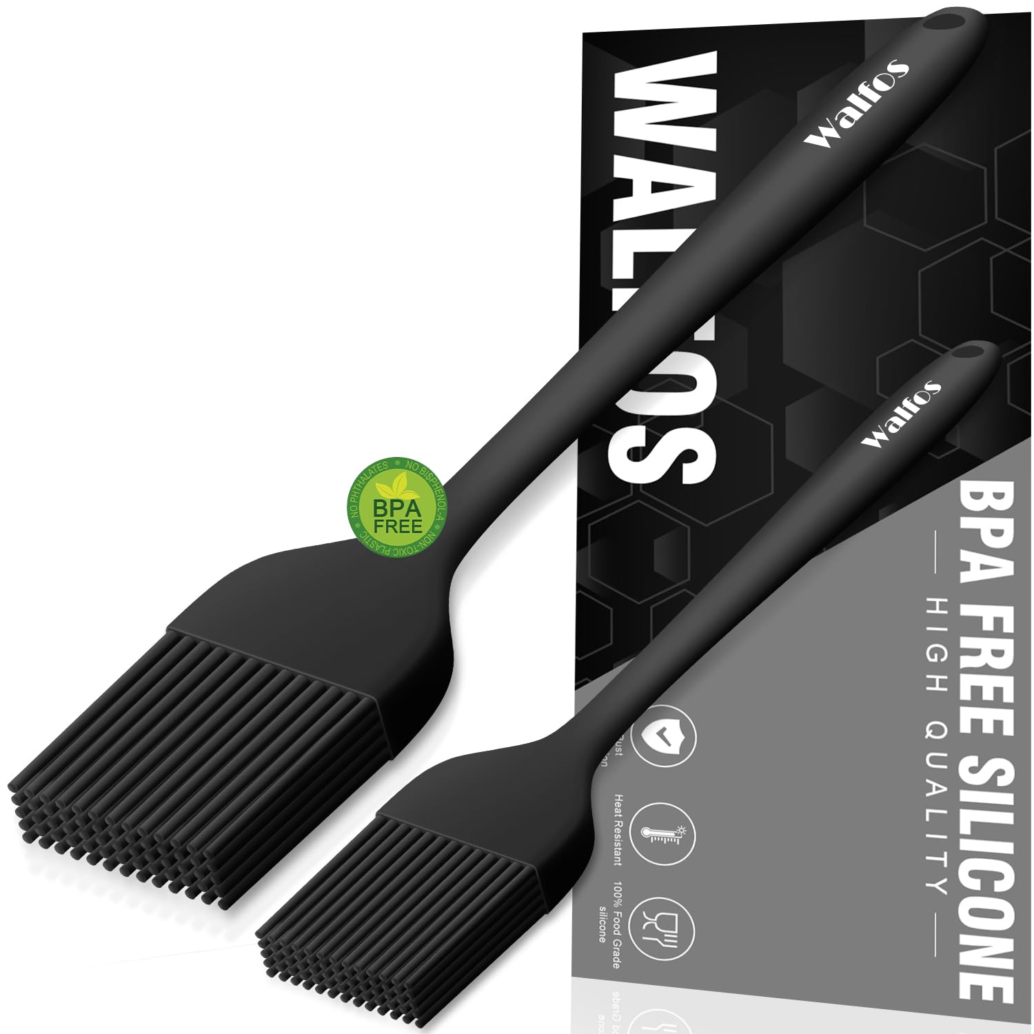 Walfos Silicone Basting Pastry Brush, Heat Resistant Pastry Brush Set, Strong Steel Core And One-Pieces Design, Perfect For Bbq
