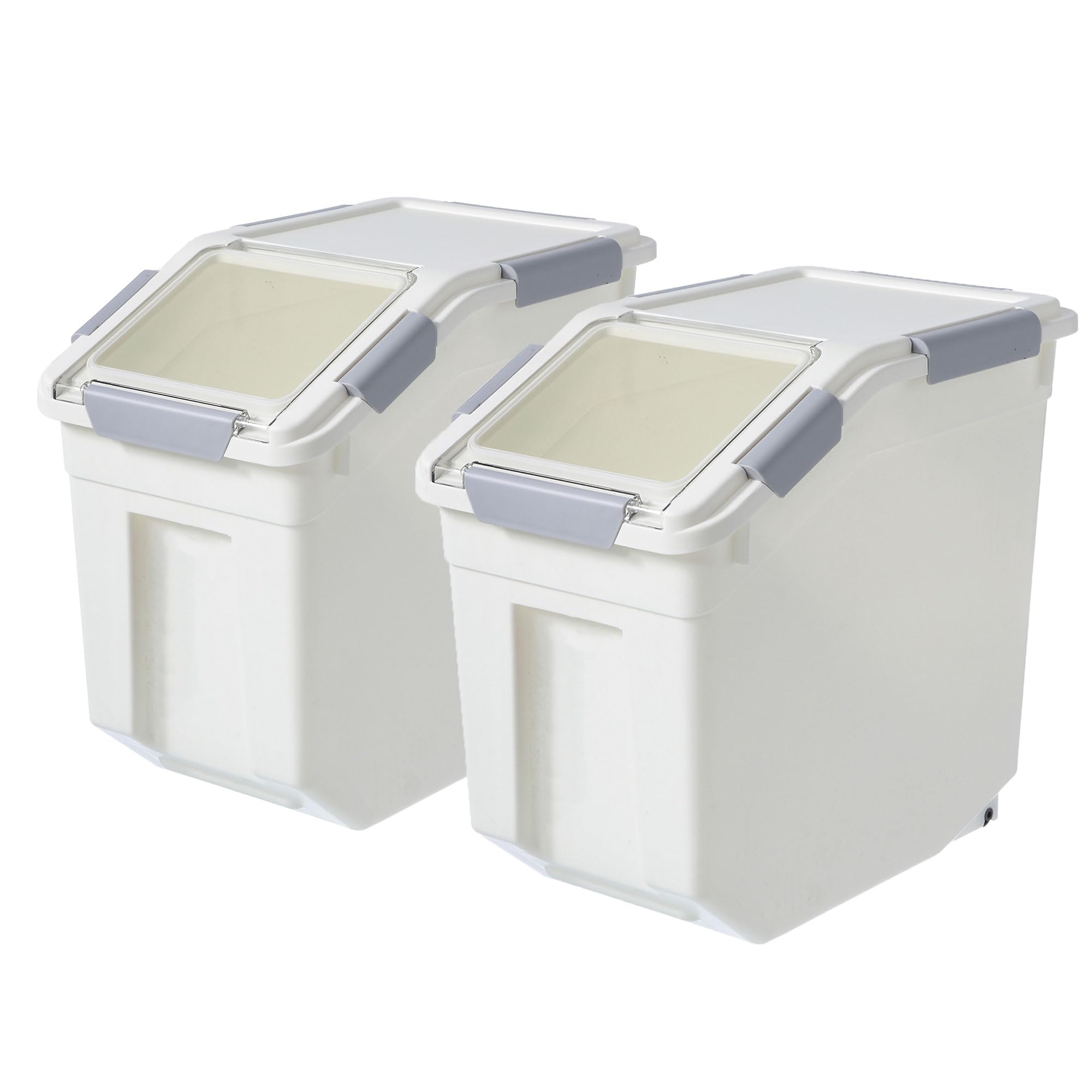 HANAMYA 10 Liter / 20 lbs Rice Storage Container with Measuring Cup, BPA free, For Rice | Grain | Pet Food | Flour, 2 count, Whi