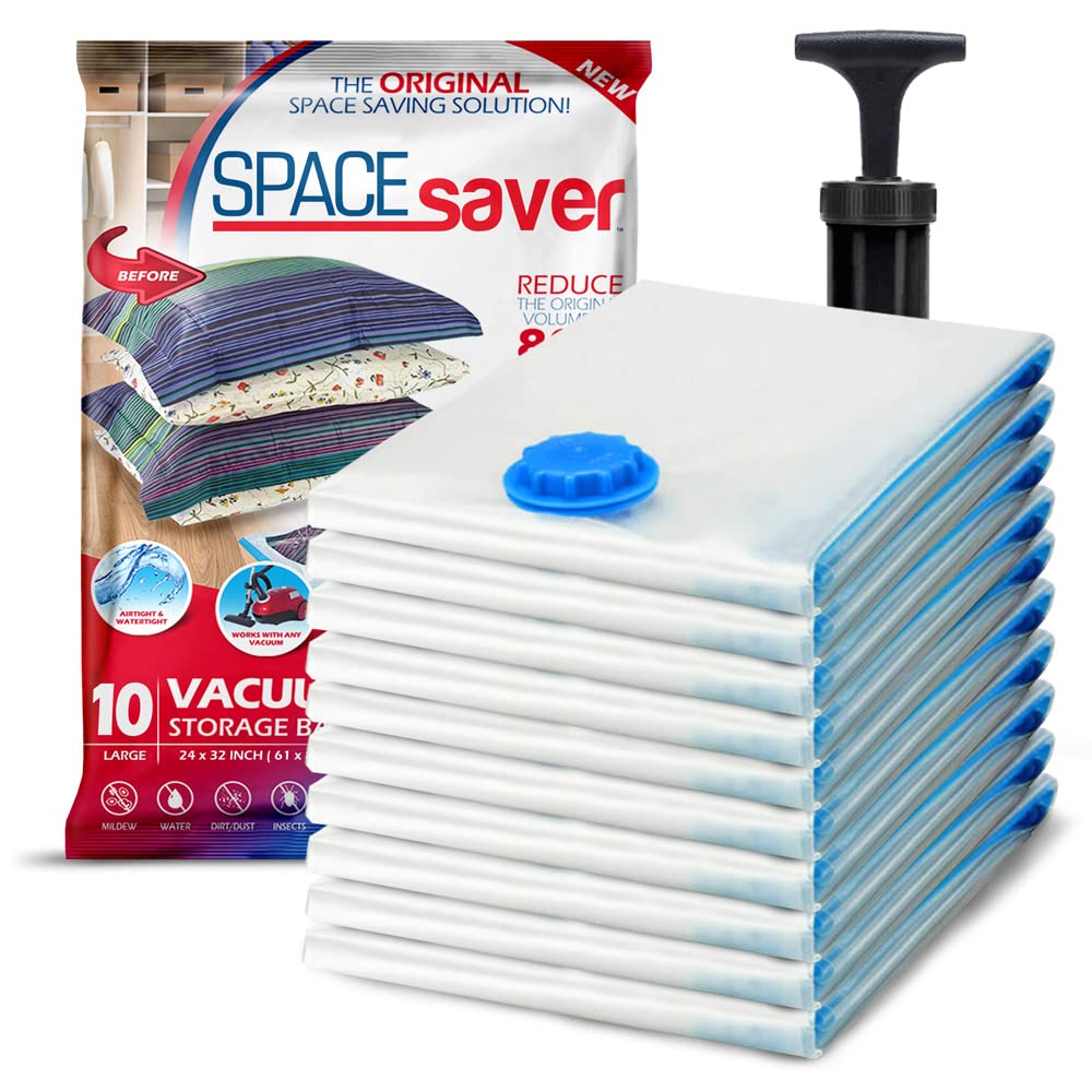 Spacesaver Vacuum Storage Bags (Medium 10 Pack) Save 80% Clothes Storage Space - Vacuum Bags For Travel, Clothing, Comforters, B