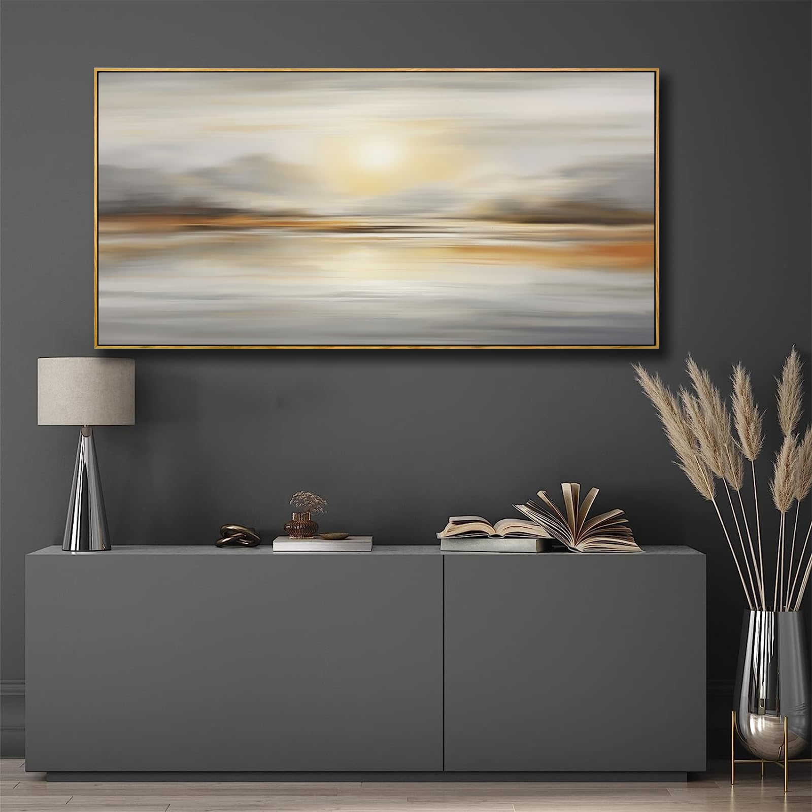 Framed Wall Art Abstract Seascape Canvas Printing Wall Decor Artwork For Living Room Bedroom Dining Room Home Office Decor 20X40