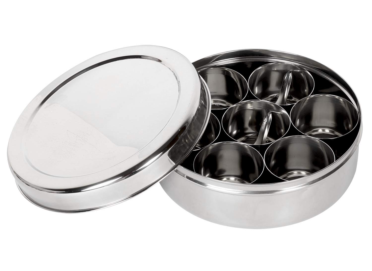 Artisenia Mother'S Day Gifts Stainless Steel Spice Container 7 Containers And Small Spoon Orange See Through Masala Box Indian M
