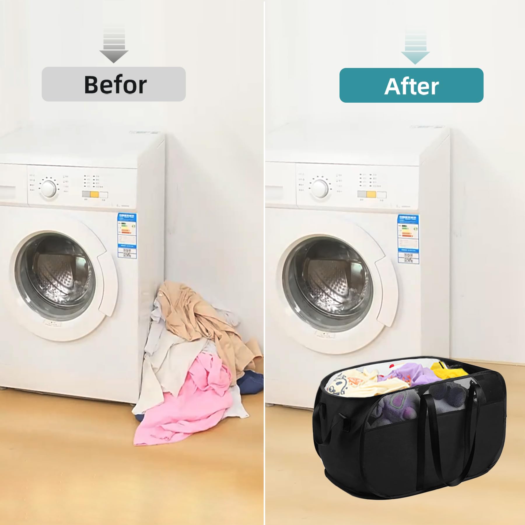 Collapsible Laundry Baskets, Pop Up Laundry Baskets With Reinforced Handles, Lightweight Foldable Laundry Basket For Laundryroom