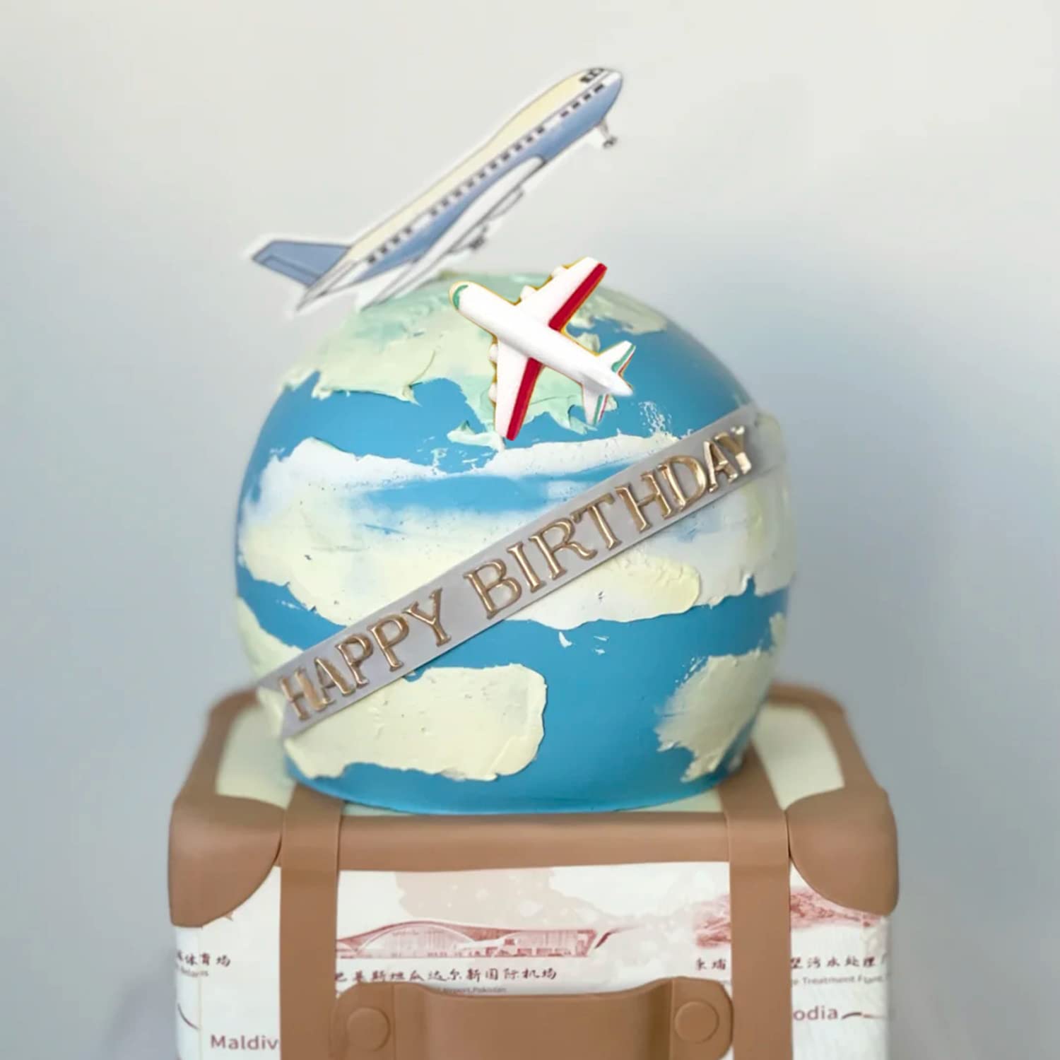 Miyahouse Airplane Silicone Mold Travel Luggage Bag Fondant Mold Vacation Traveler Themed Mold For Cake Decoration Cupcake Toppe