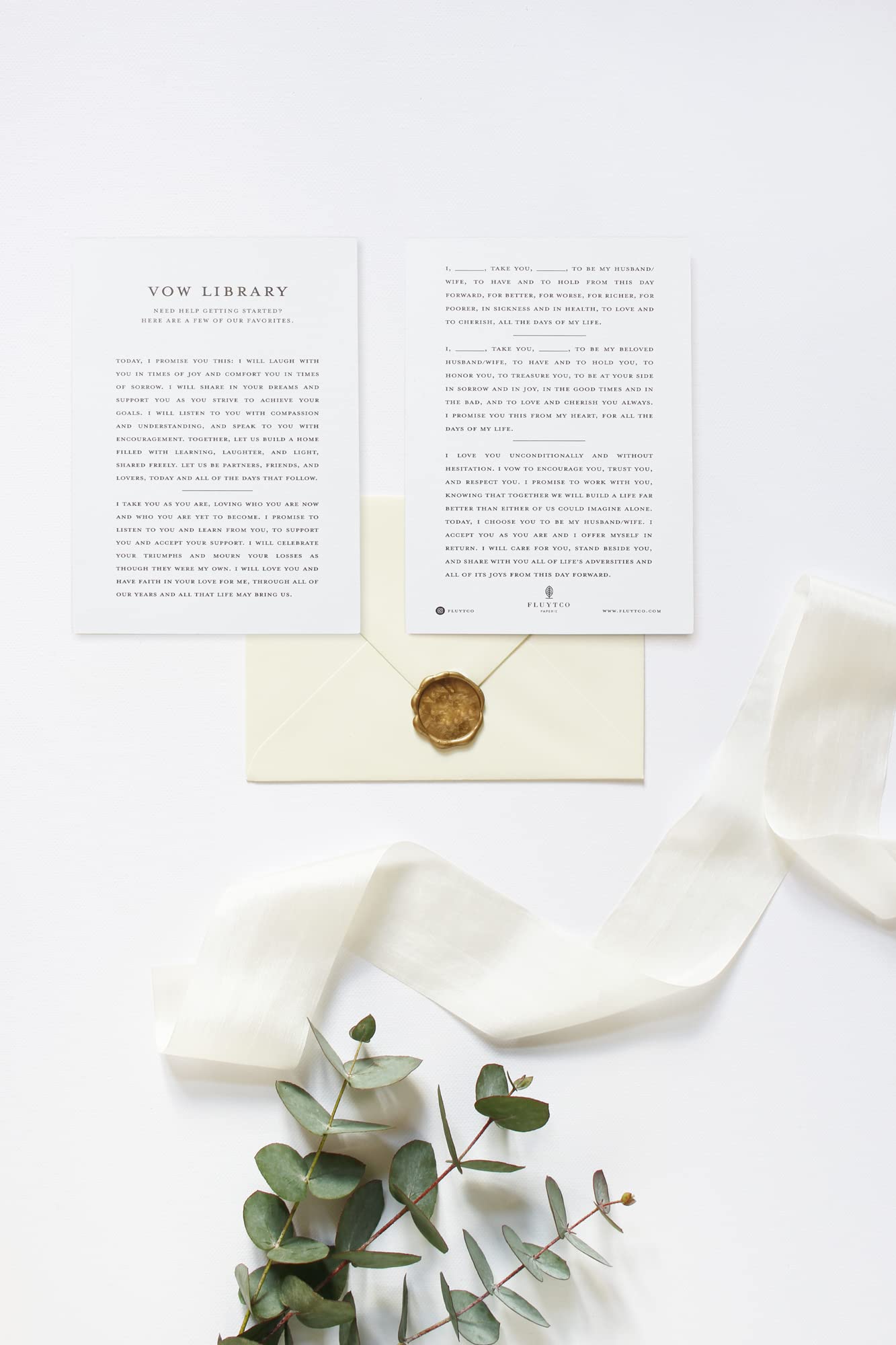 Fluytco Wedding Vow Book Keepsakes (2 Book Set, His & Hers) Linen Hardcover - Bonus Wedding Day Cards - Vow Renewal - Bridal Sho