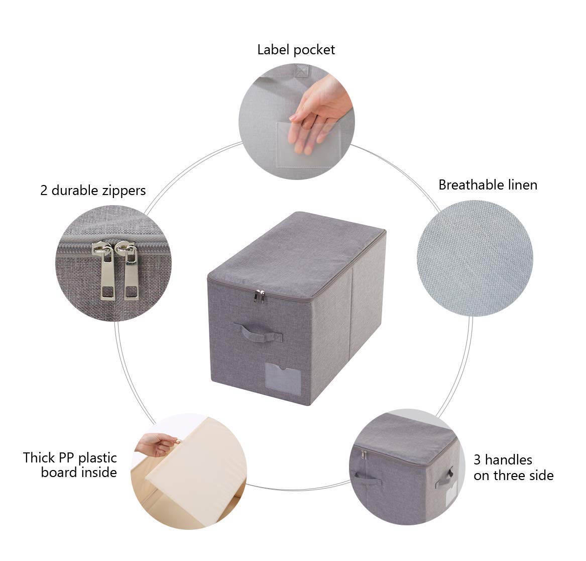 iwill CREATE PRO Pack of 2, Large Size Folding Washable Fabric Storage Boxes for Bedding Sheets, Blankets, Pillows, Clothing, To