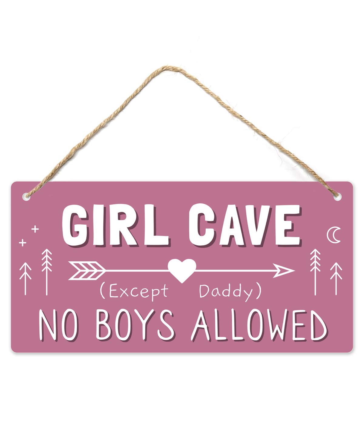 Girl Cave Sign, Teen Girls Room Decor, 12 * 6 Wall Hanging Decoration, Girls Only No Boys Allowed Except Daddy for Little Girls 