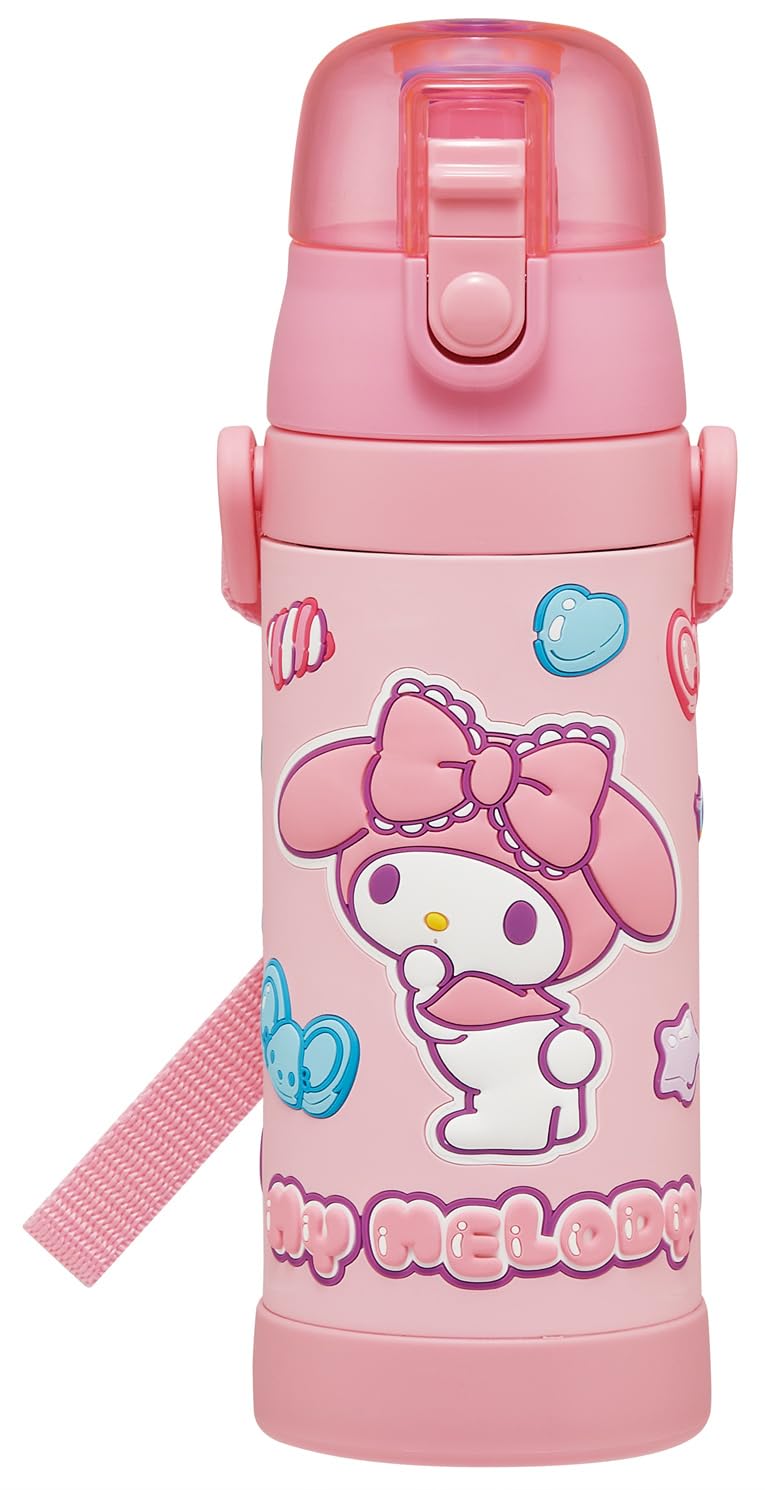 Skater SDPV5A Childrens Stainless Steel Water Bottle, Direct Drinking, 16.2 fl oz (480 ml), Sanrio My Melody, Marshmallow Gumm
