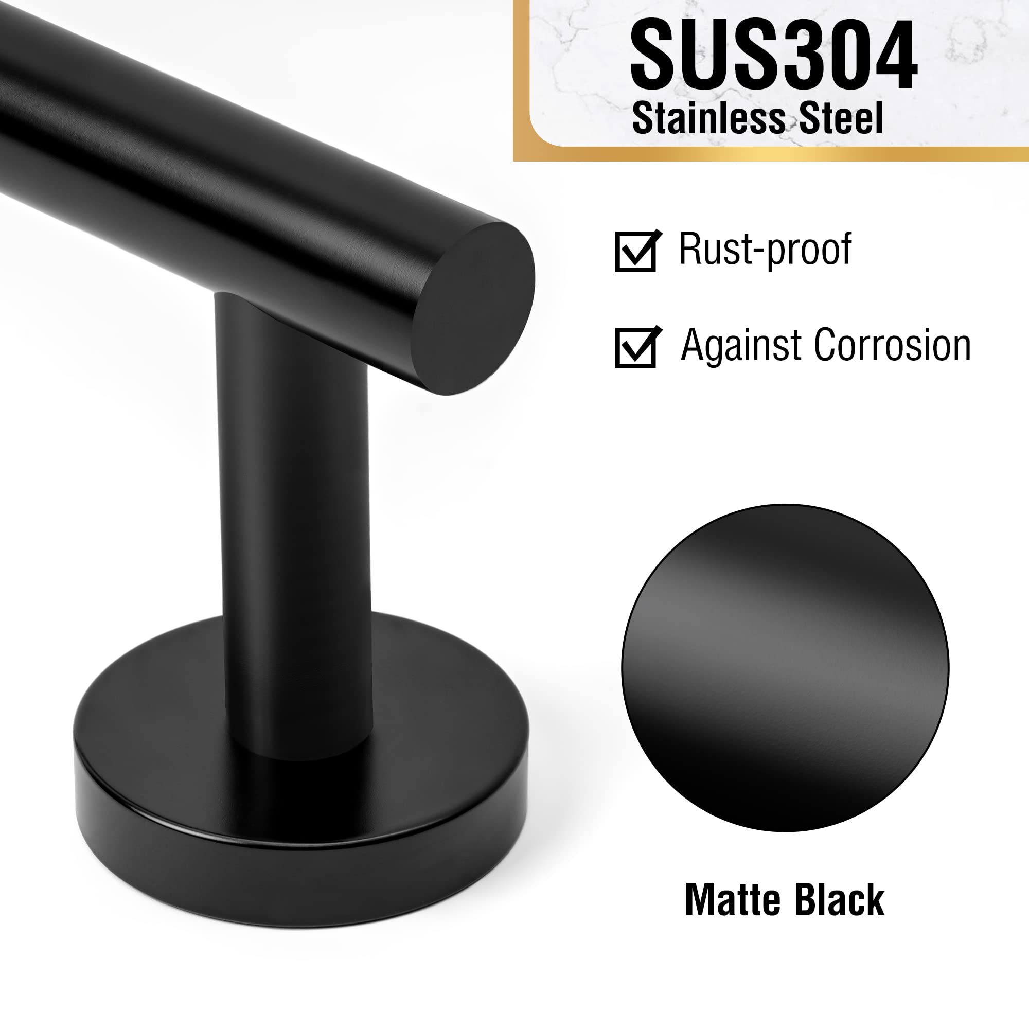 Hitslam Matte Black 31.6 Inch Towel Bar For Bathroom, Sus304 Stainless Steel Bathroom Towel Rack Wall Mounted, Modern Home Decor