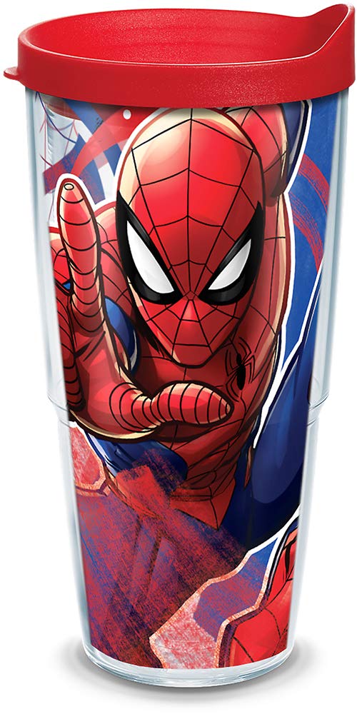 Tervis Marvel Spider-Man Iconic Made in USA Double Walled Insulated Tumbler Travel Cup Keeps Drinks Cold & Hot, 24oz, Classic, 1