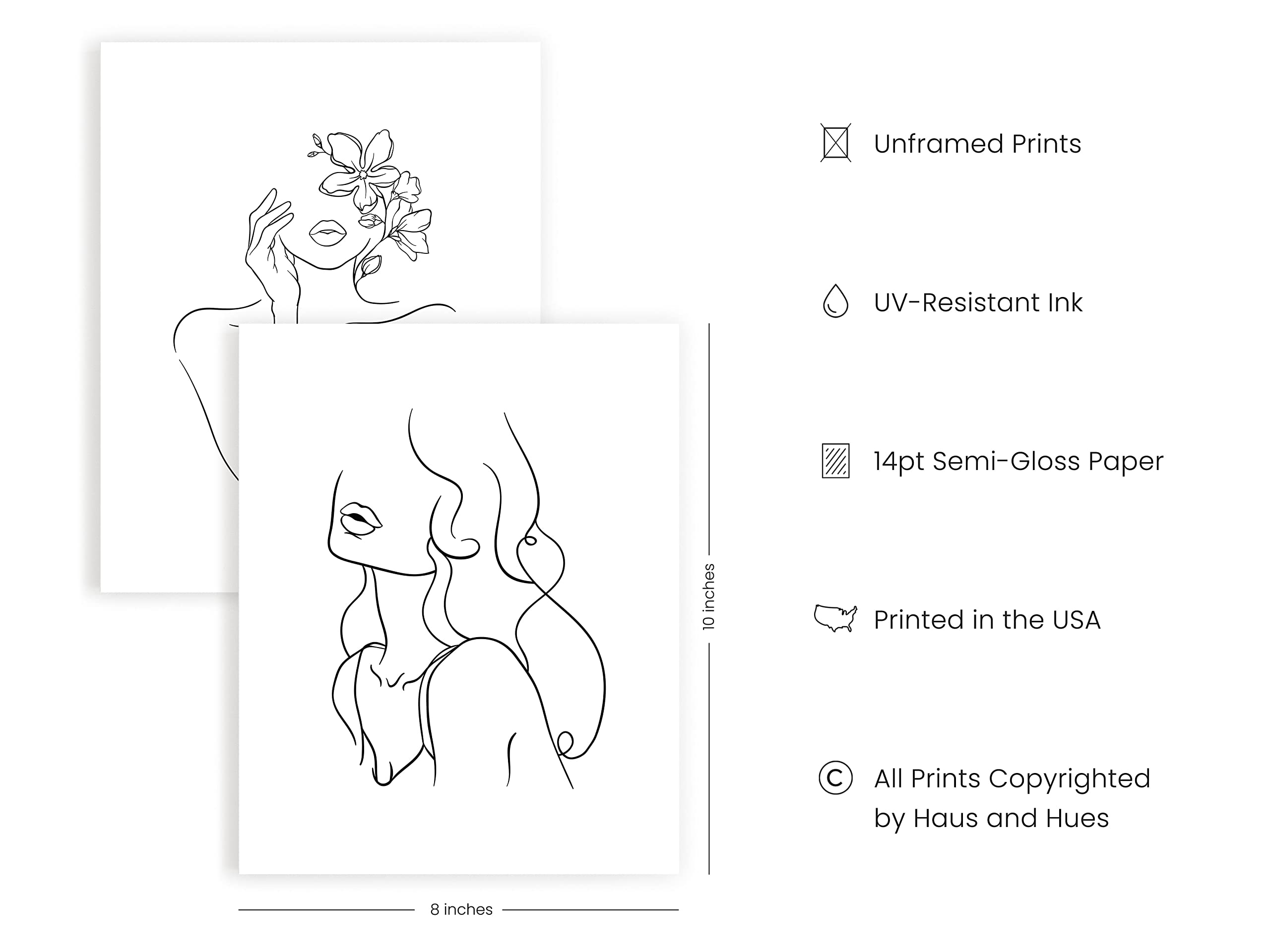 Ripgrip Minimalist Line Art Prints Set Of 4| Aesthetic Posters, Apartment Decor, Minimalist Art Print, Fine Line Art, Black And