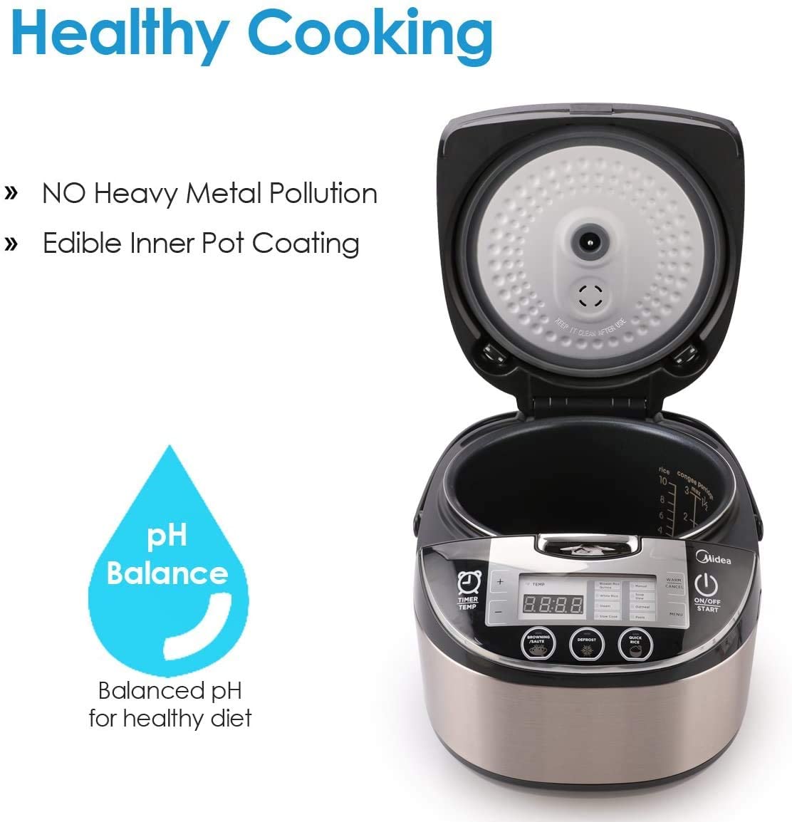 Midea Rice Cooker Slow Cooker Multi Cooker 10 Cup With Steamer Basket For Rice Food Vegetable Egg Automatic Keep Warm Led Digita