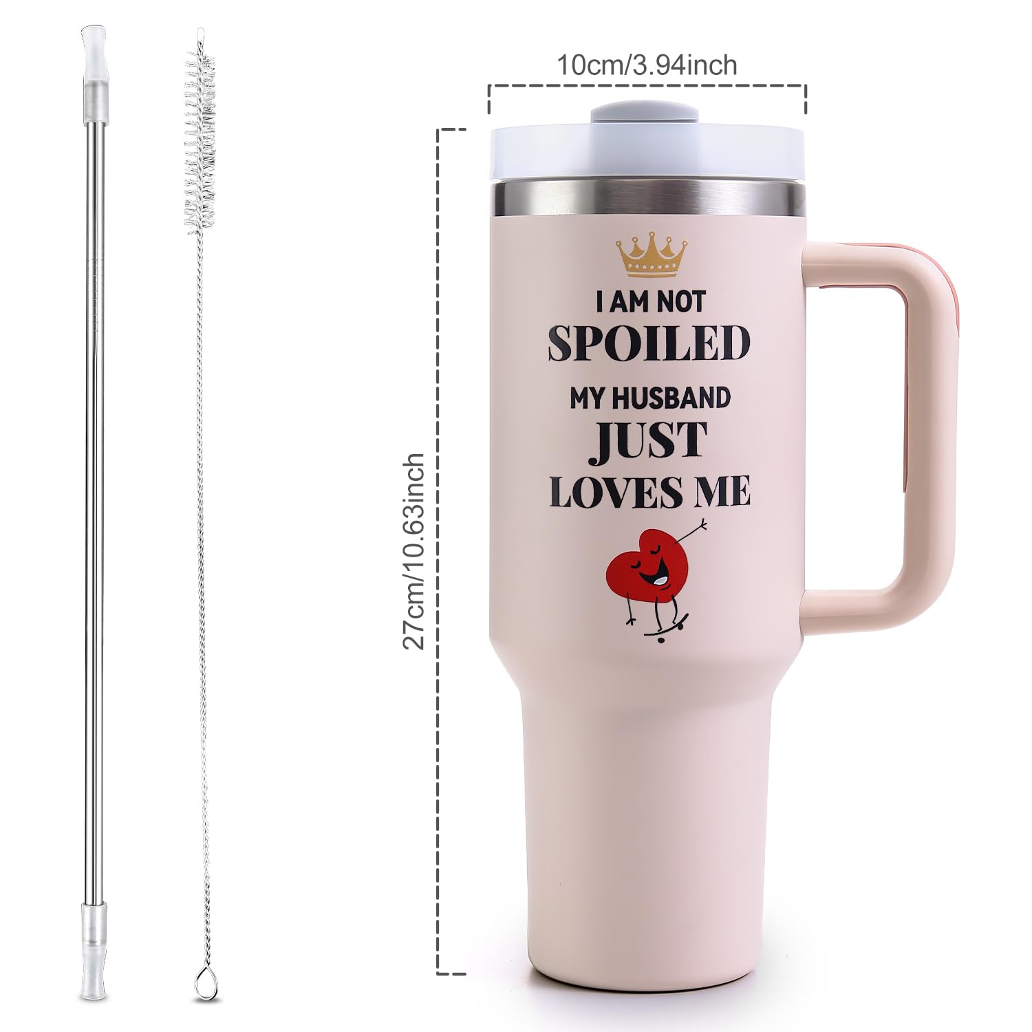 VoziSpace Gifts for Wife from Husband, Wife Tumbler with Handle 40oz - Wife Birthday Gifts Travel Coffee Cup - Mothers Day Anniv