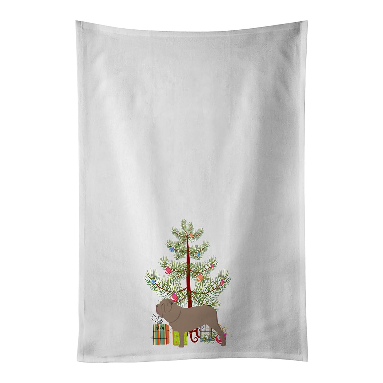 Neapolitan Mastiff Merry Christmas Tree White Kitchen Towel Set of 2