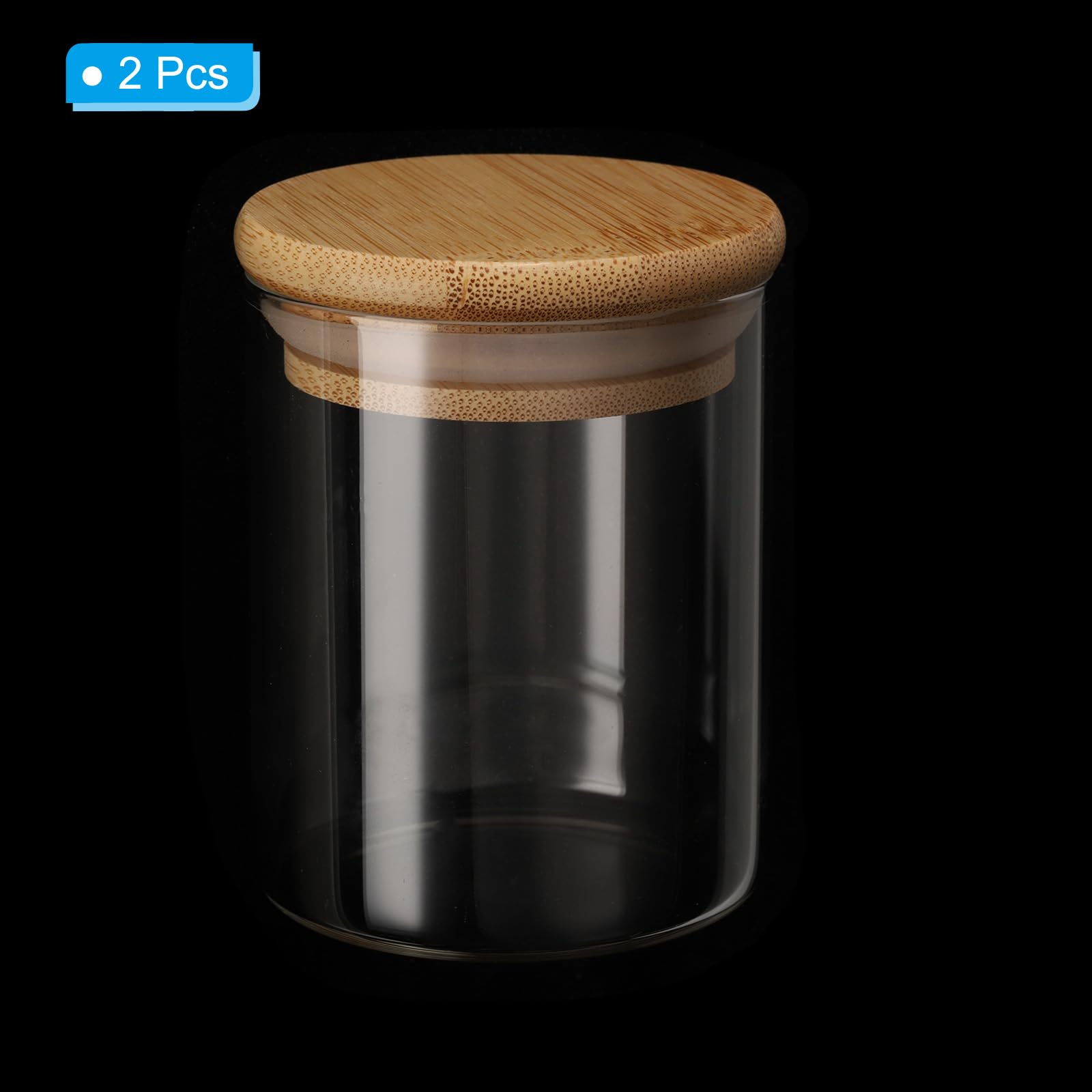 Patikil 8.5 Oz Glass Jar With Airtight Bamboo Lid, 2 Pack Glass Kitchen Container Clear Food Storage Jar For Nuts Sugar Coffee B