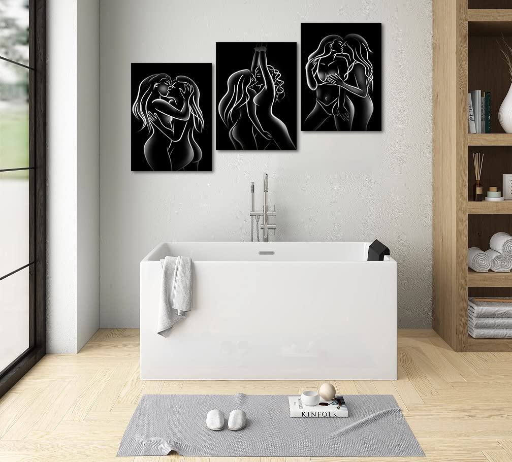 Yatsen Bridge Love Kiss Canvas Wall Art Romantic Couples Poster Abstract Line Pictures Black And White Lesbian Prints Home Decor