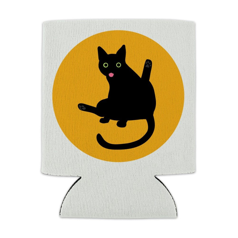 Black Cat Lifting Leg And Licking Can Cooler - Drink Sleeve Hugger Collapsible Insulator - Beverage Insulated Holder