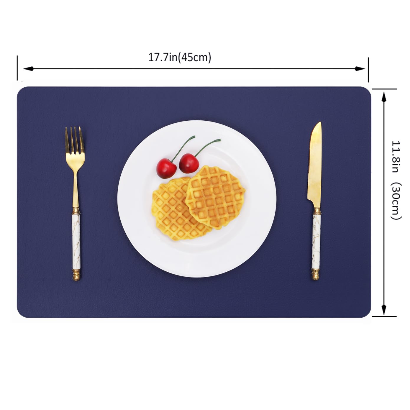 Vinjiasin Placemats Set Of 8 Navy Blue Leather Place Mats For Indoor Outdoor Kitchen Dining Table Mats Waterproof Wipeable Easy