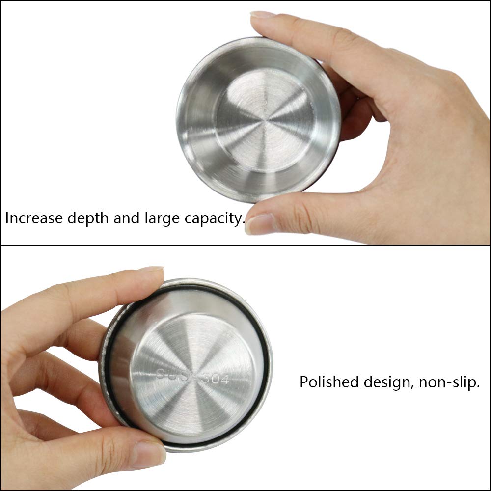 No/A 6Pcs 2.3Oz Stainless Steel Sauce Dish, Seasoning Dishes, Premium Sushi Dipping Bowl Saucers, Metal Ramekins, Mini Appetizer