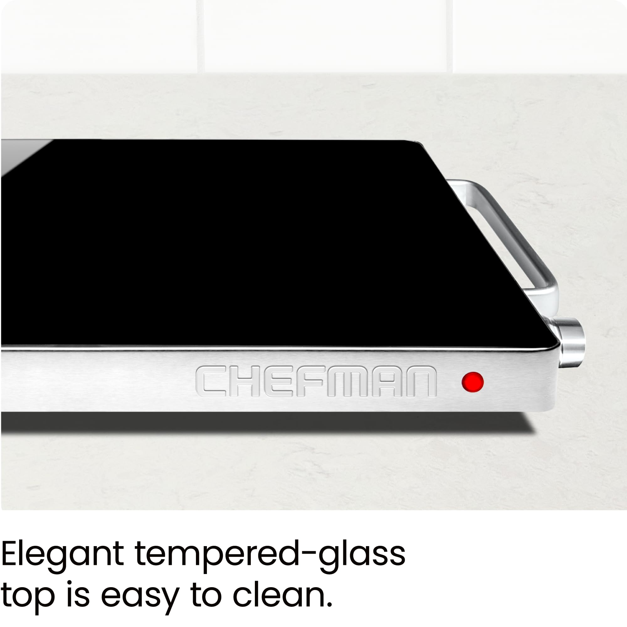 Chefman Compact Glasstop Warming Tray With Adjustable Temperature Control Perfect For Buffets, Restaurants, Parties, Events, Hom