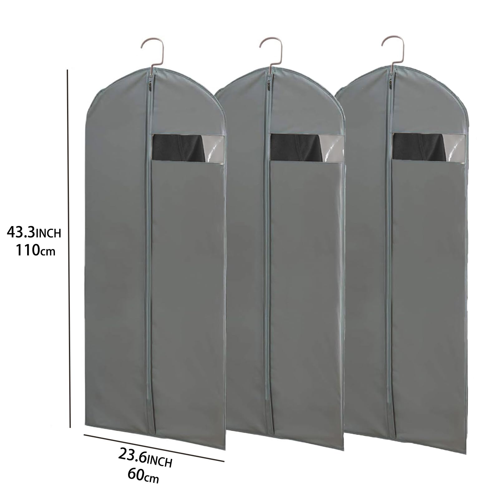 Kimmama Clothes Cover For Hanging Clothes, Garment Bag For Storage Suit,Sweater And Coat,23.6'' X 43.3'',Pack Of 3