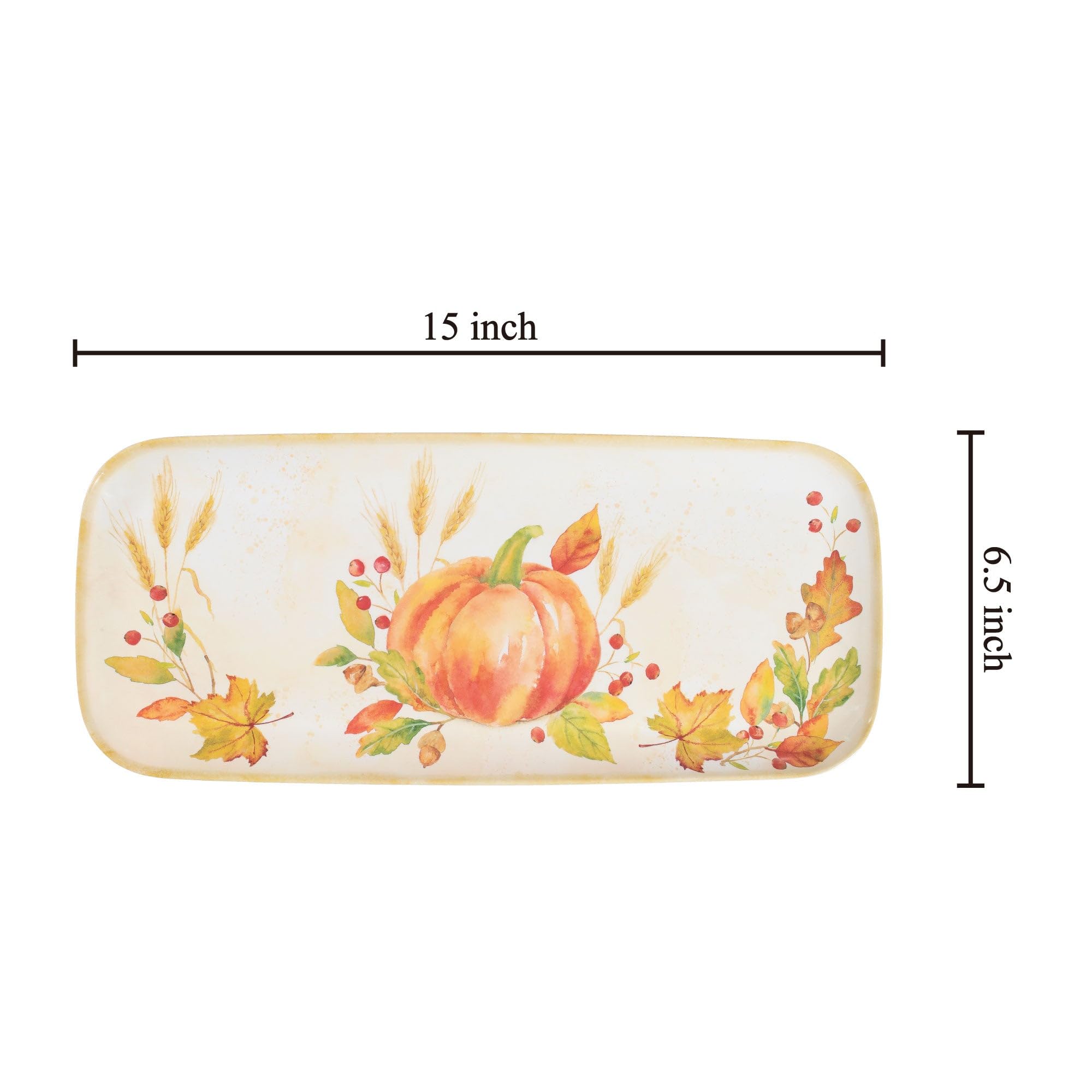 Upware 15 Inch Melamine Rectangle Serving Tray, Bpa Free Food Tray (Harvest Pumpkin)