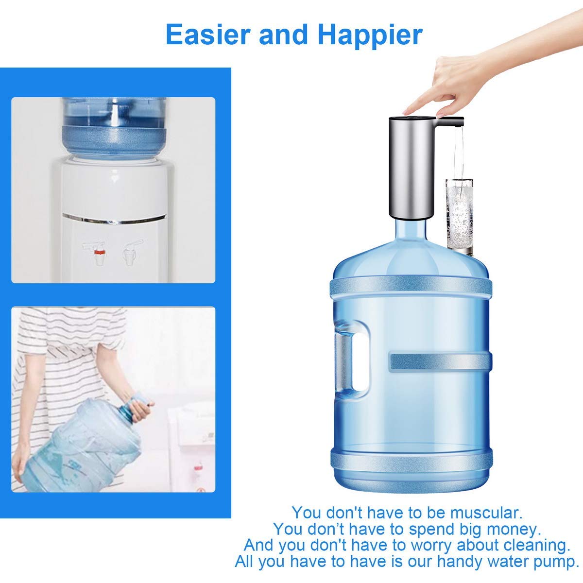 Auto Bottled Water Pump with Volume Control Wireless Water Dispenser Rechargeable Gallon Water Bottle Jug Dispenser Pump