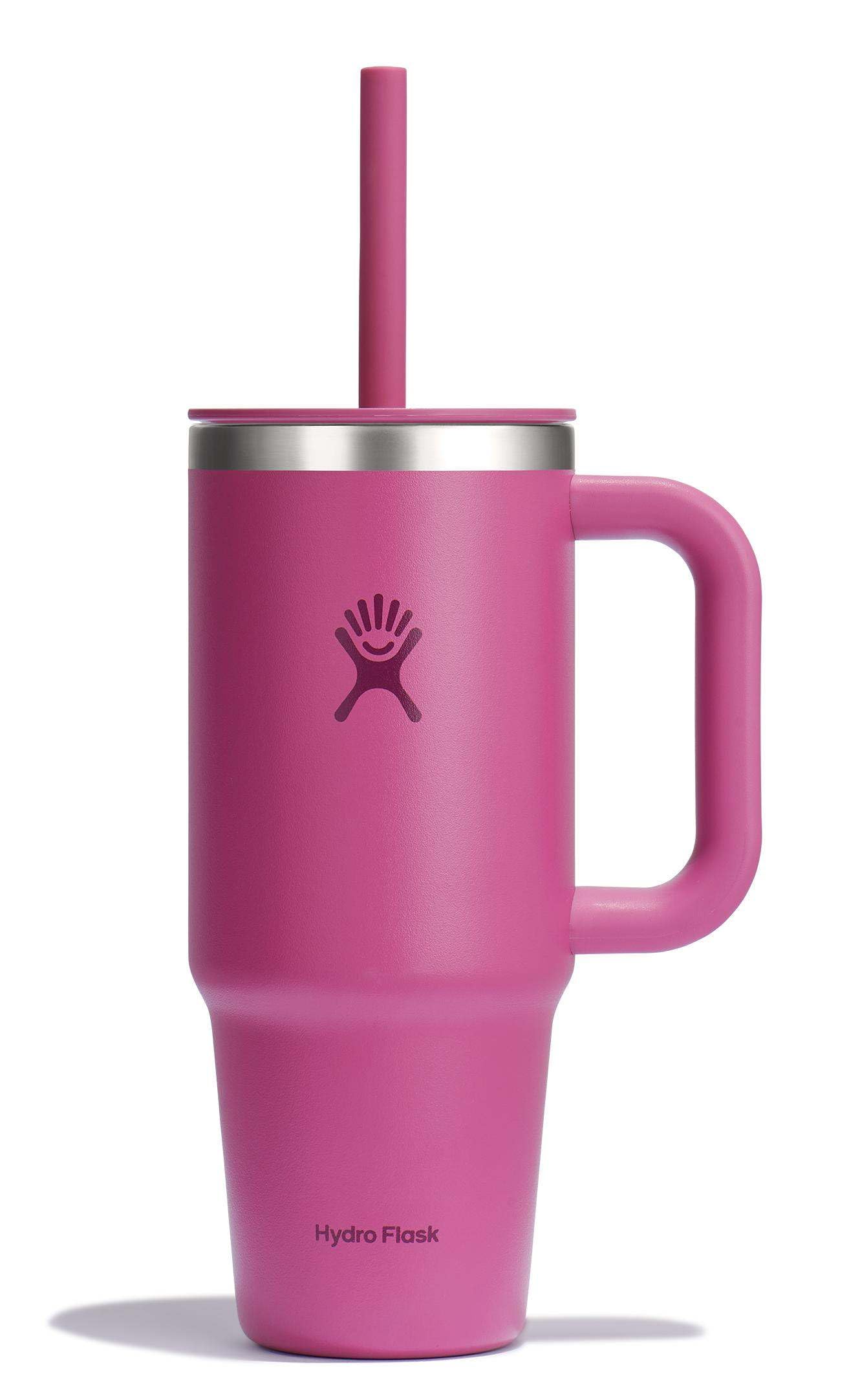 Hydro Flask Travel Tumbler with Handle, Lid and Straw - Insulated Stainless Steel in 24 Oz Reef
