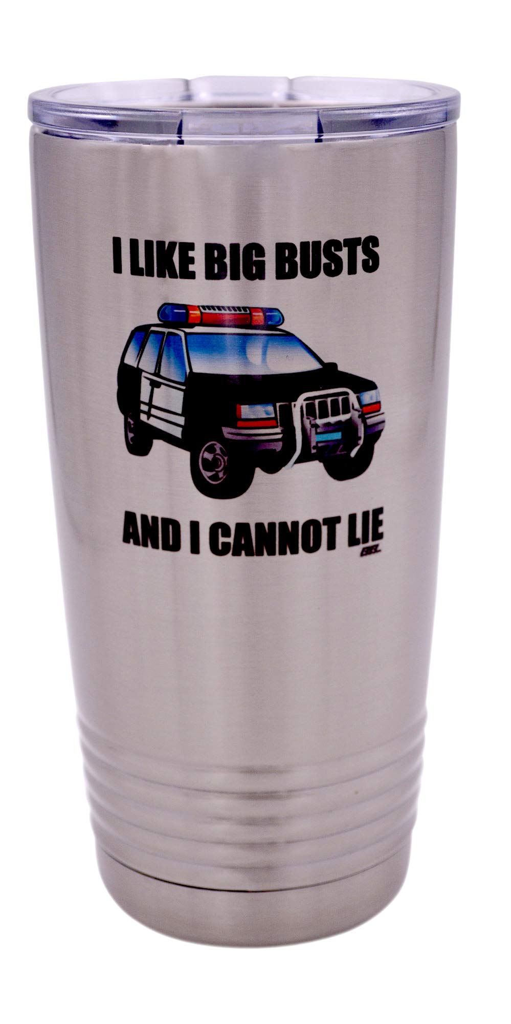 Rogue River Tactical Funny Police Officer Large 20 Ounce Travel Tumbler Mug Cup W/Lid I Like Big Busts Thin Blue Line Pd Gift