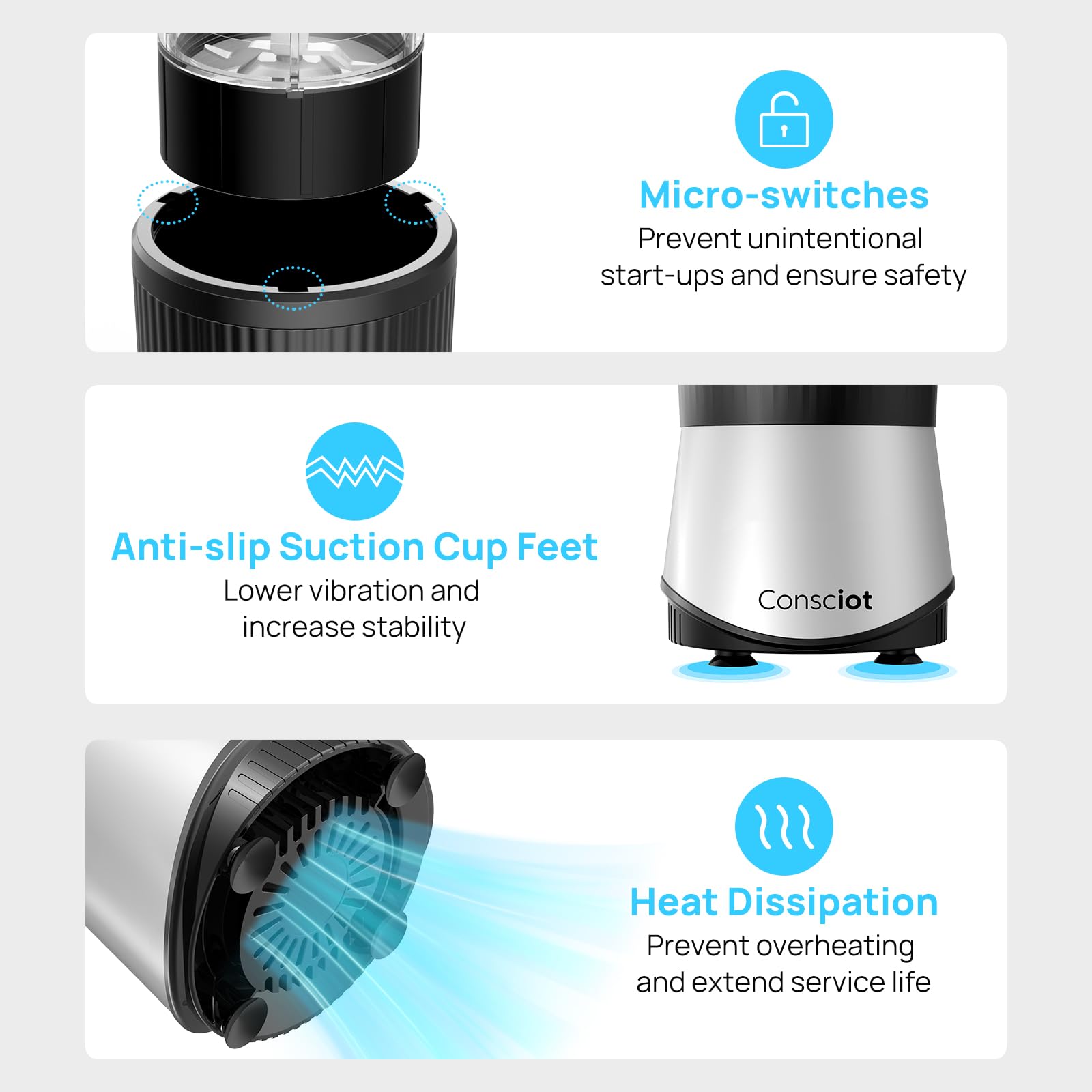 Consciot Cb08 11-Piece Blender For Kitchen And Personal Size, Blend Shakes And Smoothies, Frozen Drinks, Baby Food, Spreads & Mo