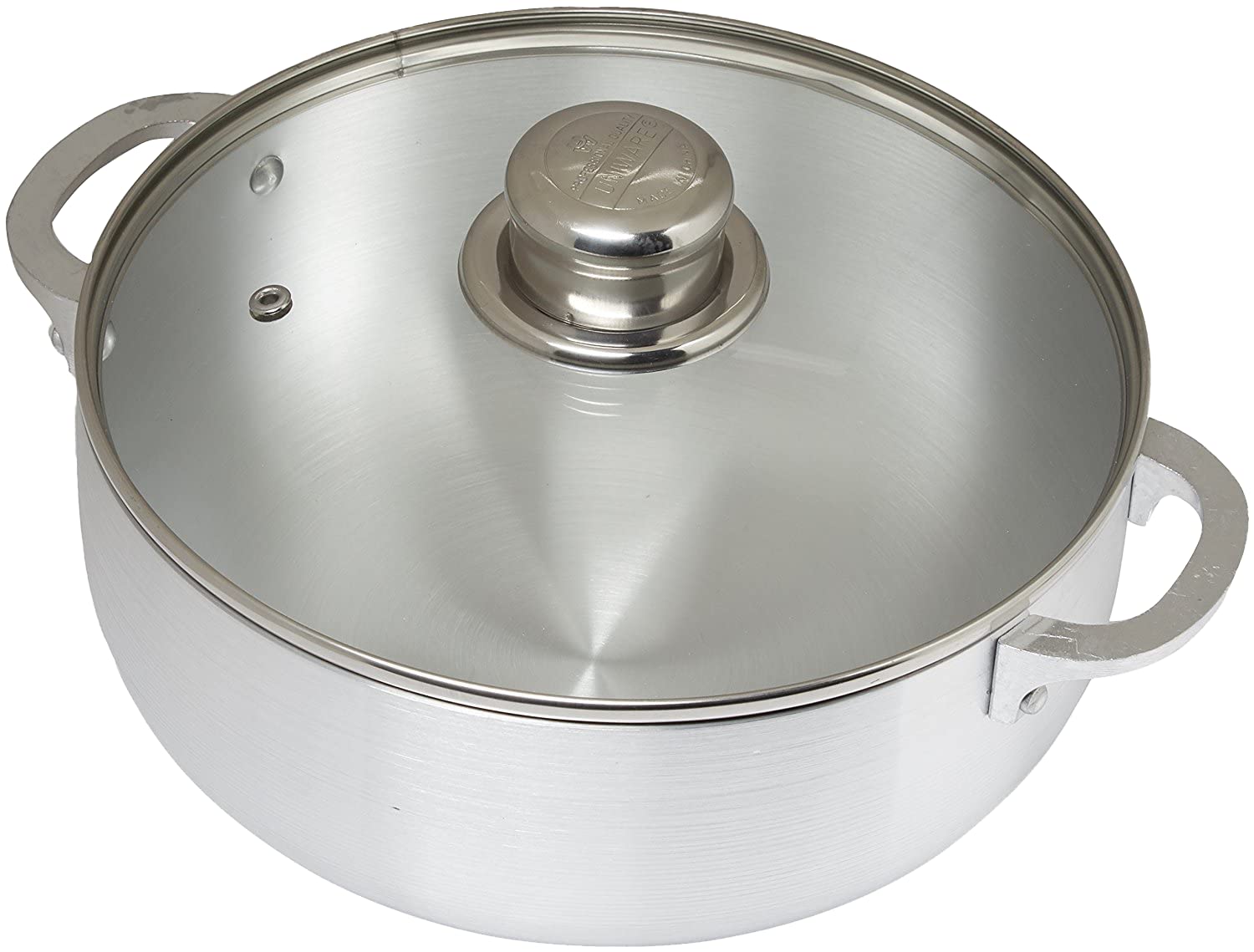 Uniware Aluminum Heavy Gauge Caldero With Glass Lid, Silver, 2 Quart