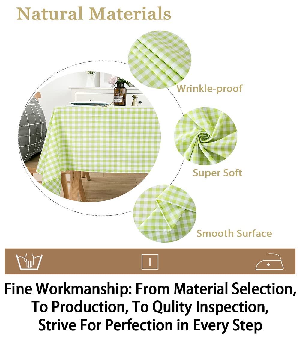 Shinybeauty Checkered Tablecloth -54X54 Square Tablecloth - Green Plaid Tablecloth - Waterproof And Wrinkle Resistant Gingham Ta