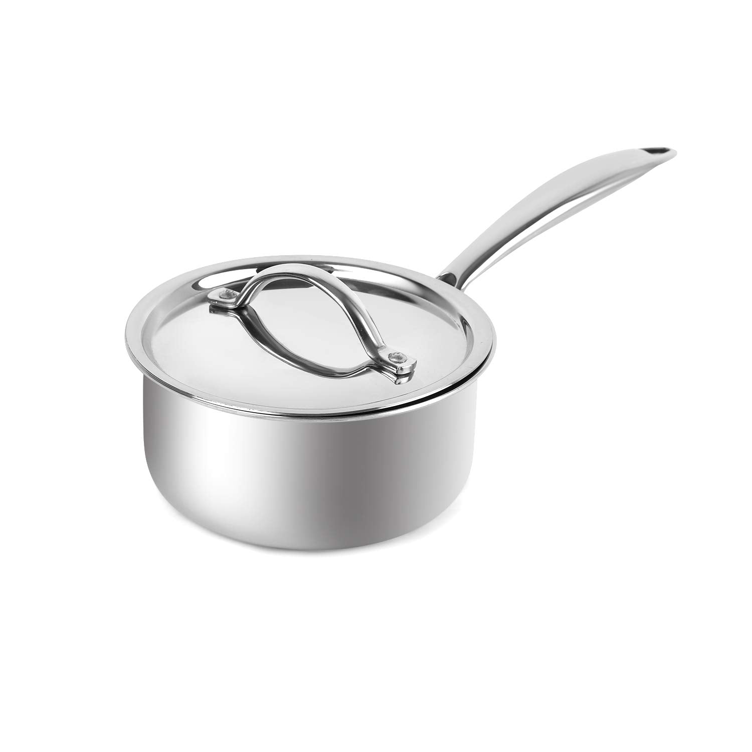 Cello Induction Base TriPly Sauce Pan With Stainless Steel Lid, 1.6 Litre, 16Cm