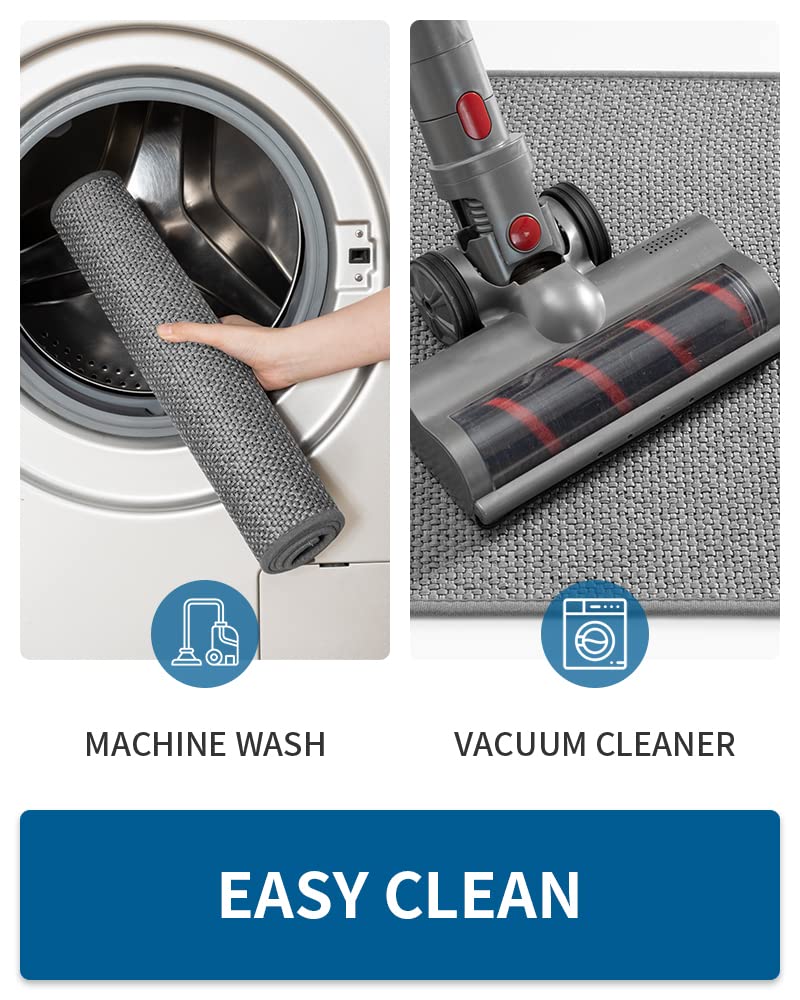 Kitchen Rugs And Mats Non Skid Washable, Absorbent Runner Rugs For Kitchen, Front Of Sink, Kitchen Mats For Floor (Dark Grey, 20