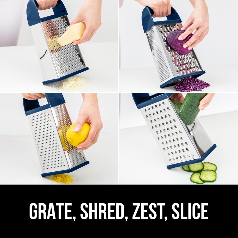 Gorilla Grip Professional 100% Bpa Free 4-Sided Cheese Slicer Grater, Stainless Steel Xl Box Graters With Ergonomic Handle, Ging