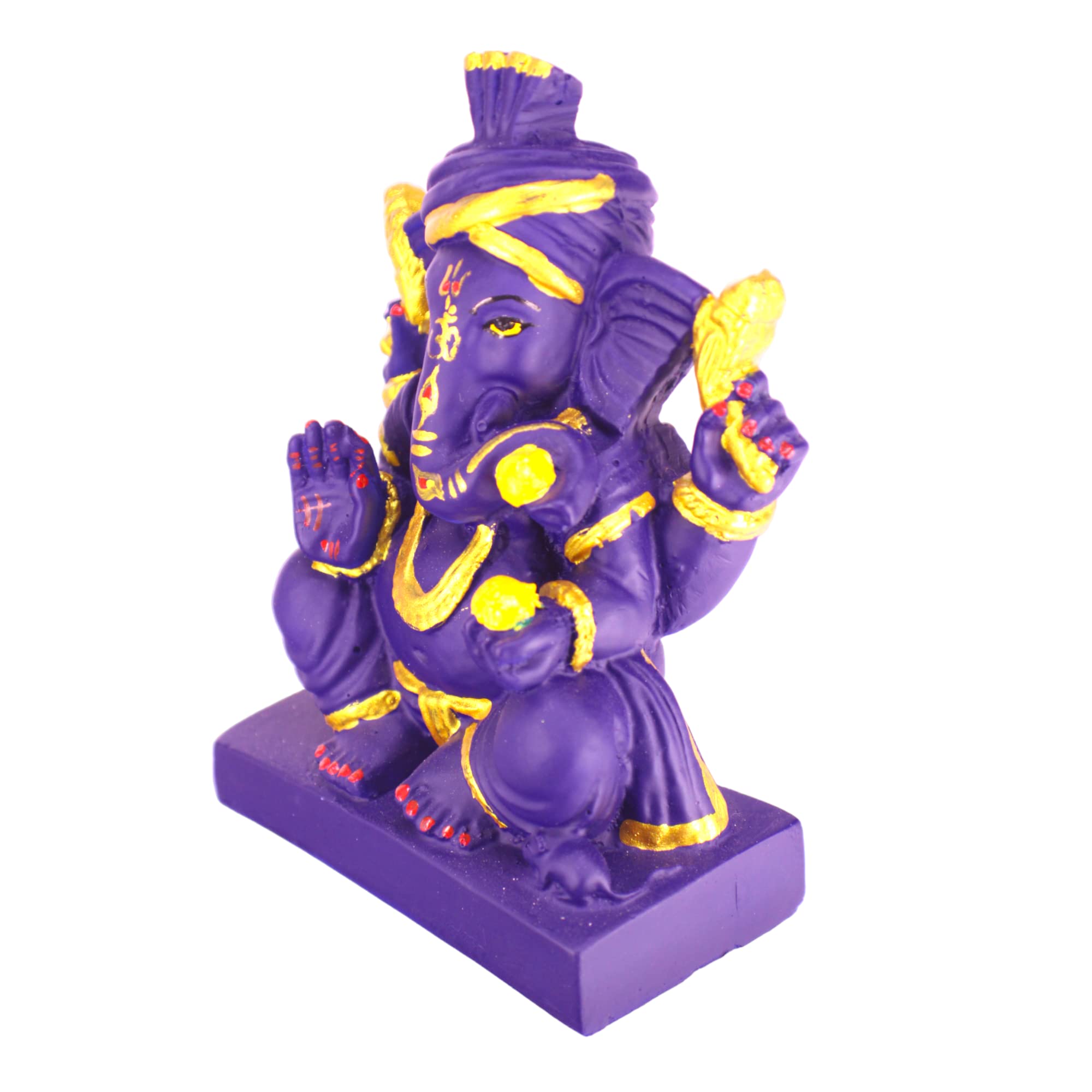 Kd Hub Lord Ganesh Idol For Home Decor & Office - Pagadi Ganesh Murti - (14 Cm) (Blue)