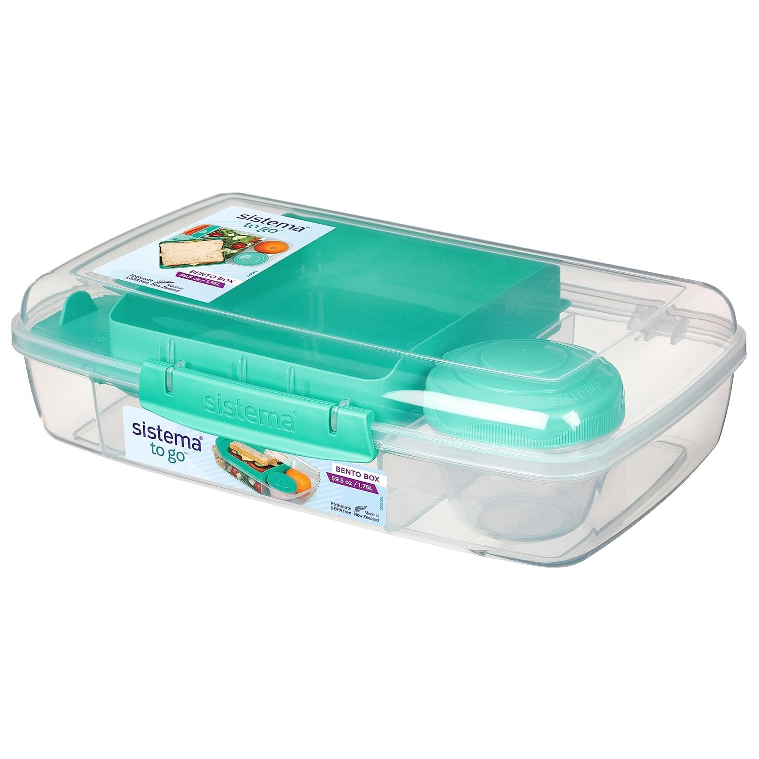 Sistema To Go Collection Large Bento Box Plastic Lunch And Food Storage Container, 7.4 Cup, Multi Compartment, Color Varies | Bp