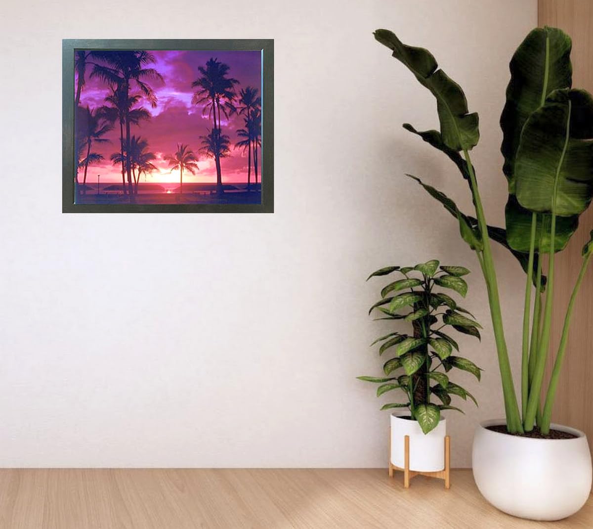 Purple Tropical Sunset Landscape Scenery Wall Decor Art Print Poster (16X20)