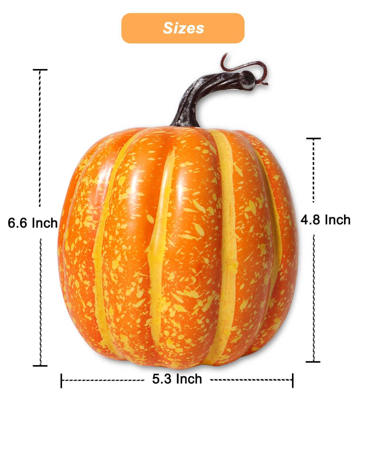 vensovo 6 Inch Large Pumpkins for Decorating - 4PCS Orange Foam Decorative Artificial Pumpkins for Fall Decor, Paintable, Perfec