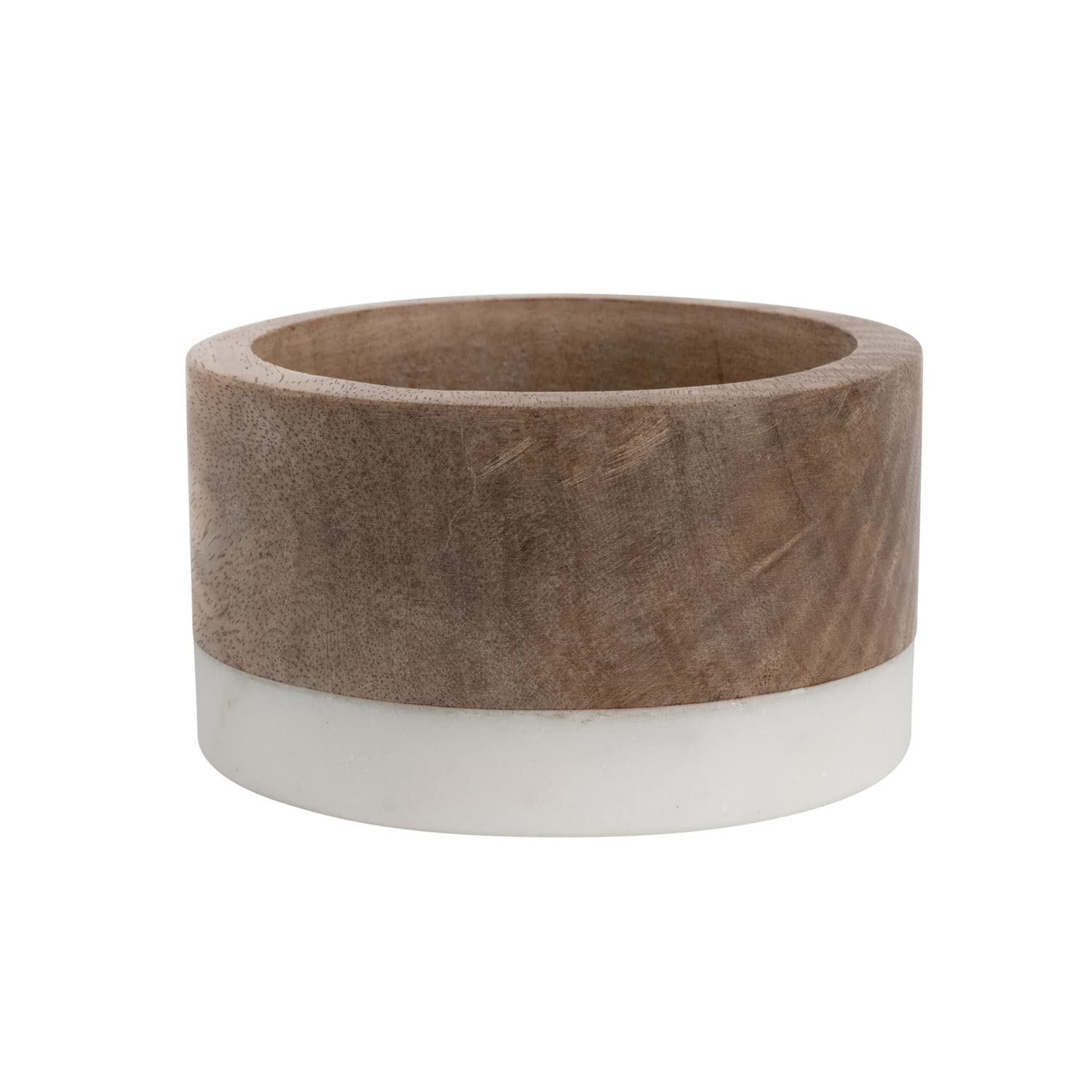 Creative Co-Op Mango Wood And Marble Bottle Holder, 5'' L X 5'' W X 3'' H, Multicolor