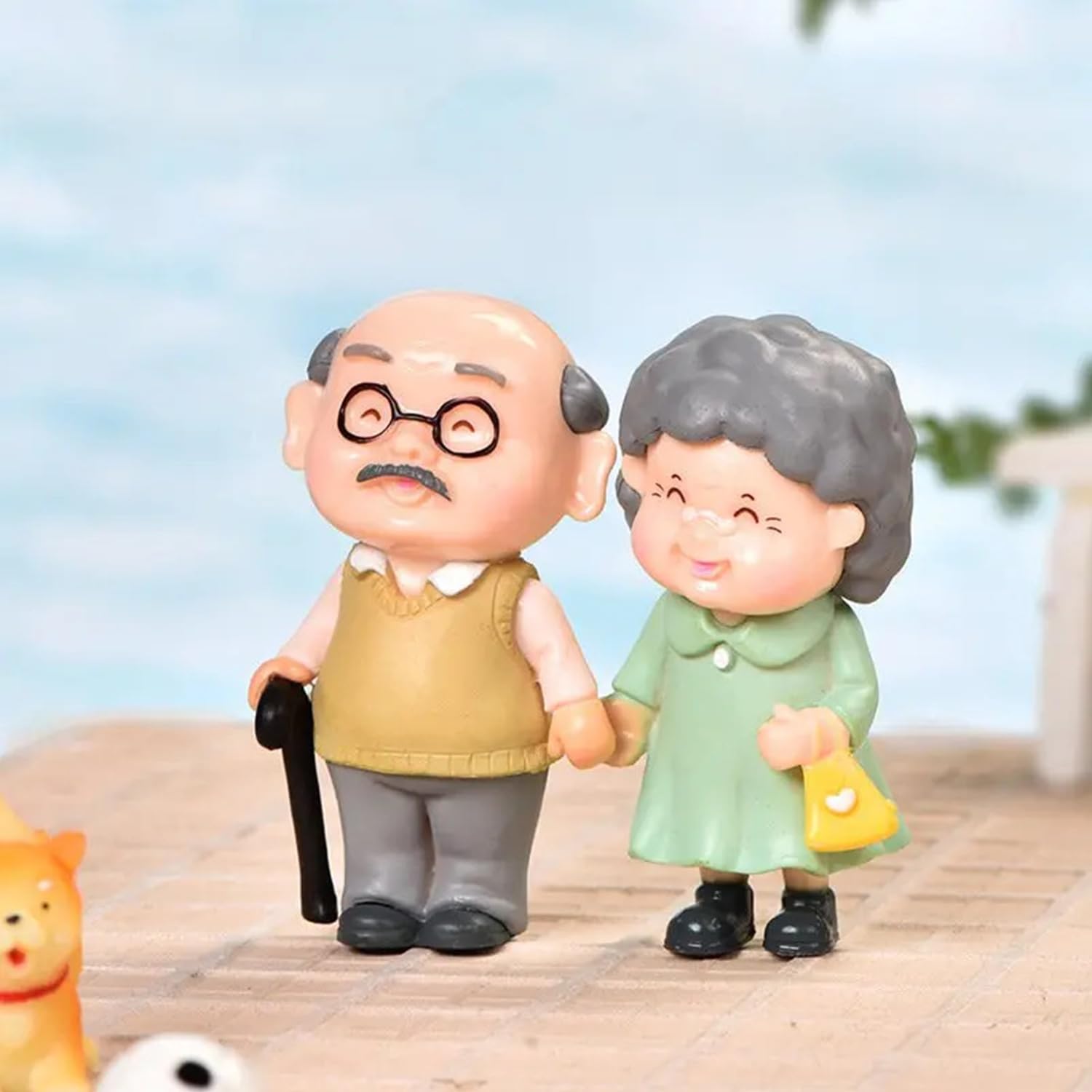 Ascension 1 Set Elderly Couple Figurines Husband And Wife Statue Loving Grandparents Figurine For Living Room Cake Topper Decora